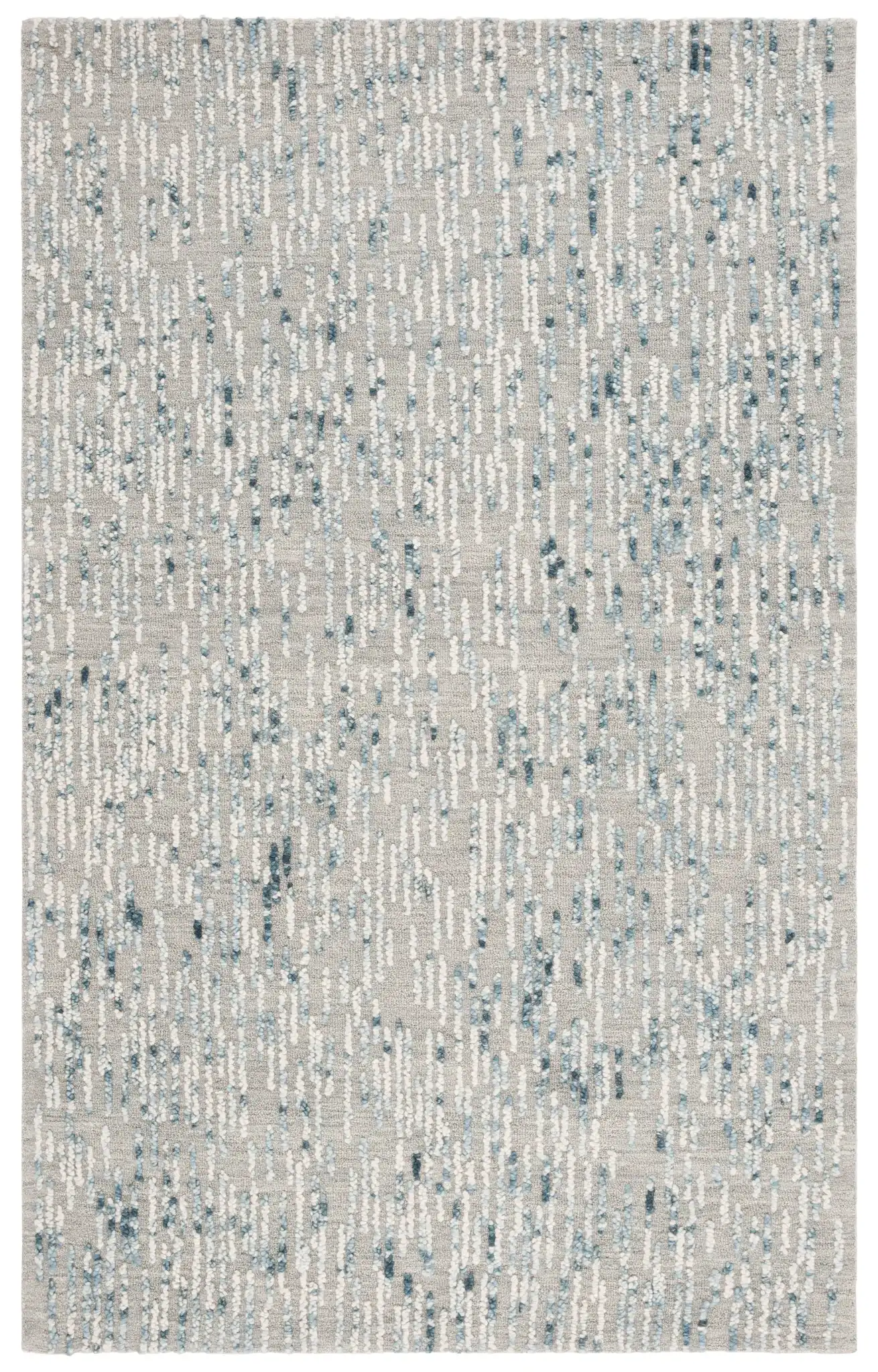Abstract Dashed Stripe Hand-Tufted Wool Rug in Gray / Blue