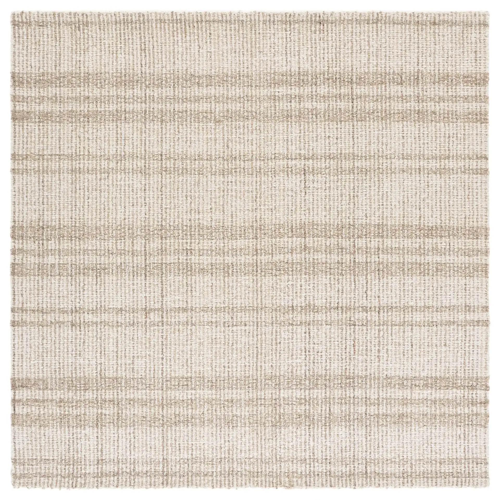 Abstract Plaid Hand-Tufted Wool Rug in Brown / Ivory