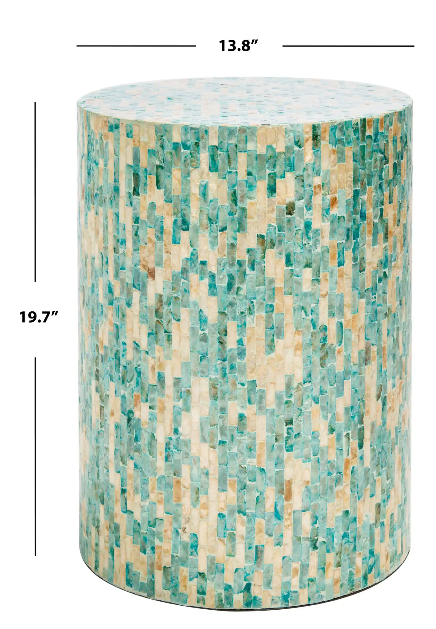 Presley Round Accent Table in Blue / Gold, detail view