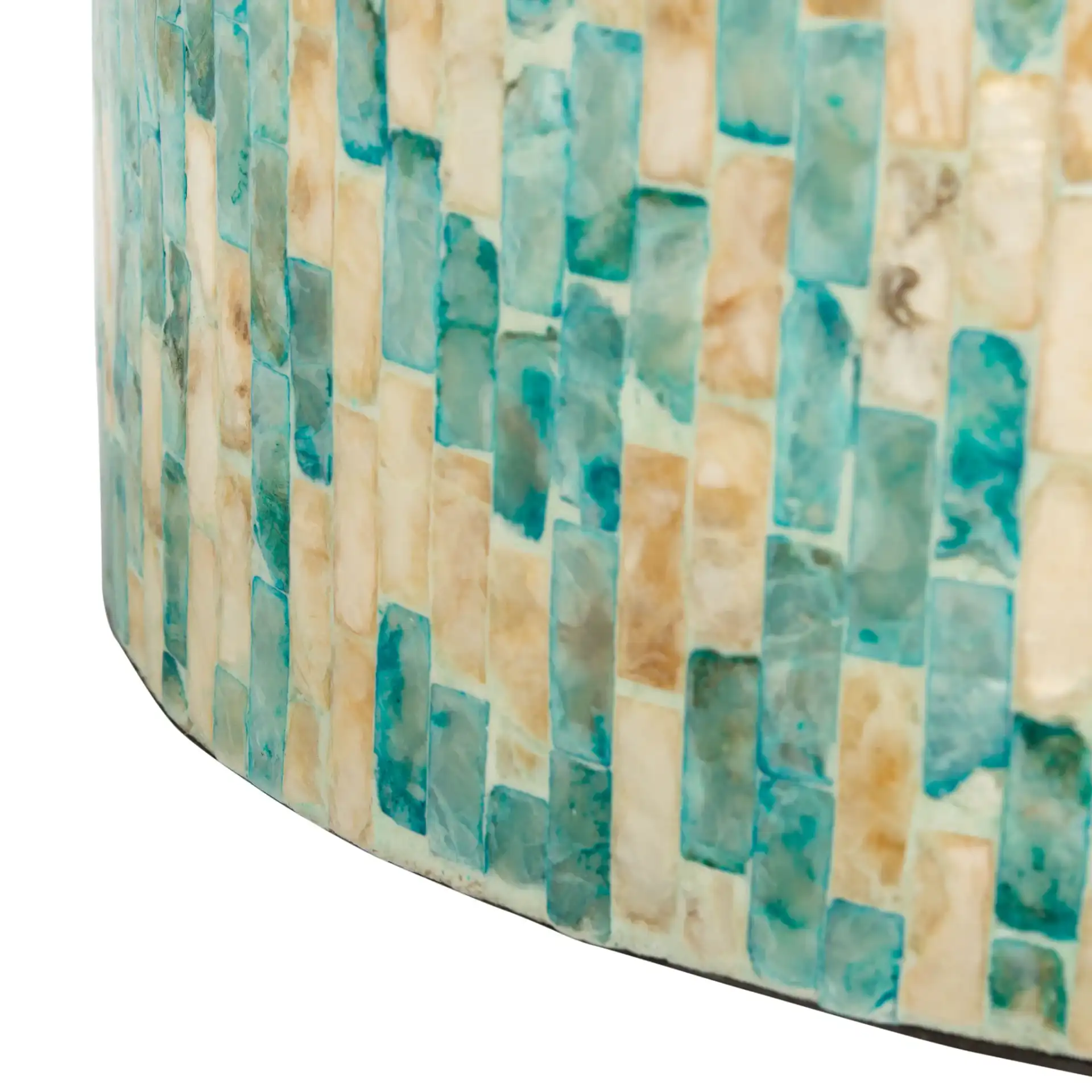 Presley Round Accent Table in Blue / Gold, detail view