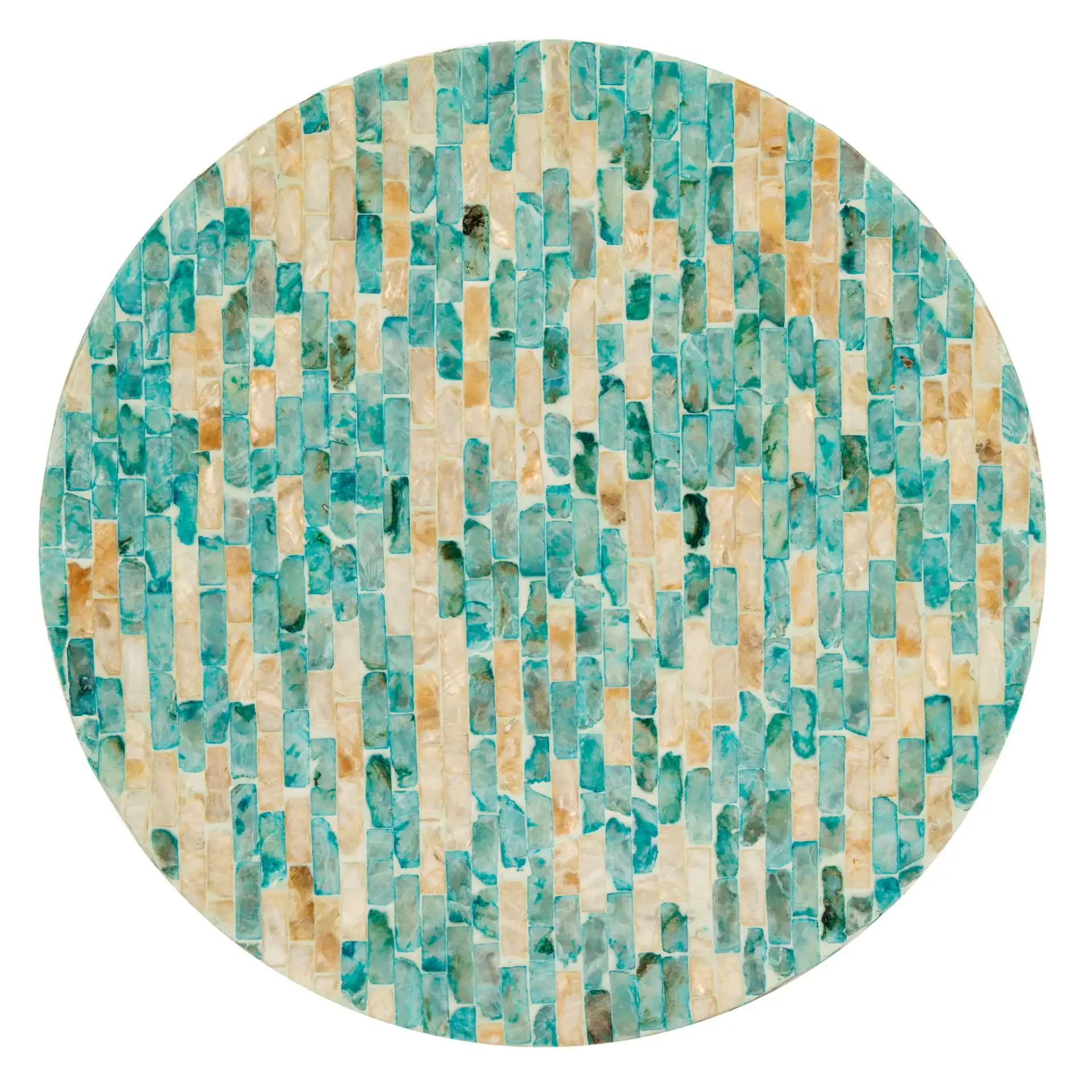 Presley Round Accent Table in Blue / Gold, detail view