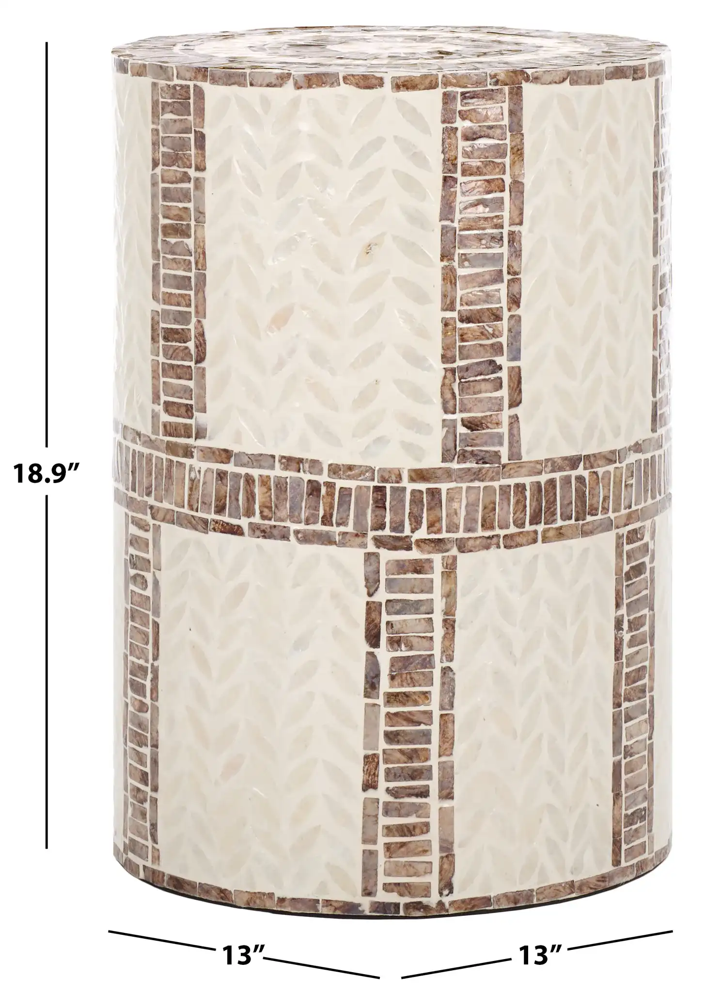 Keary Round Accent Table in White / Gold, detail view