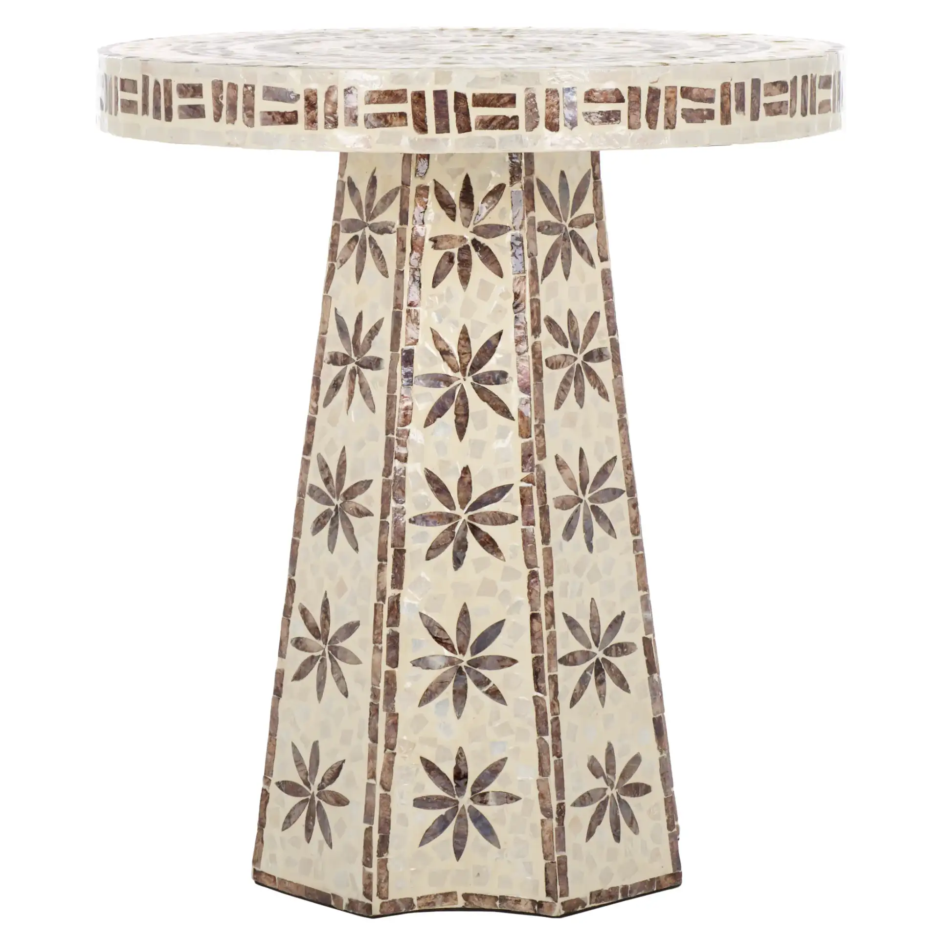 Keerin Accent Table in White / Gold, detail view