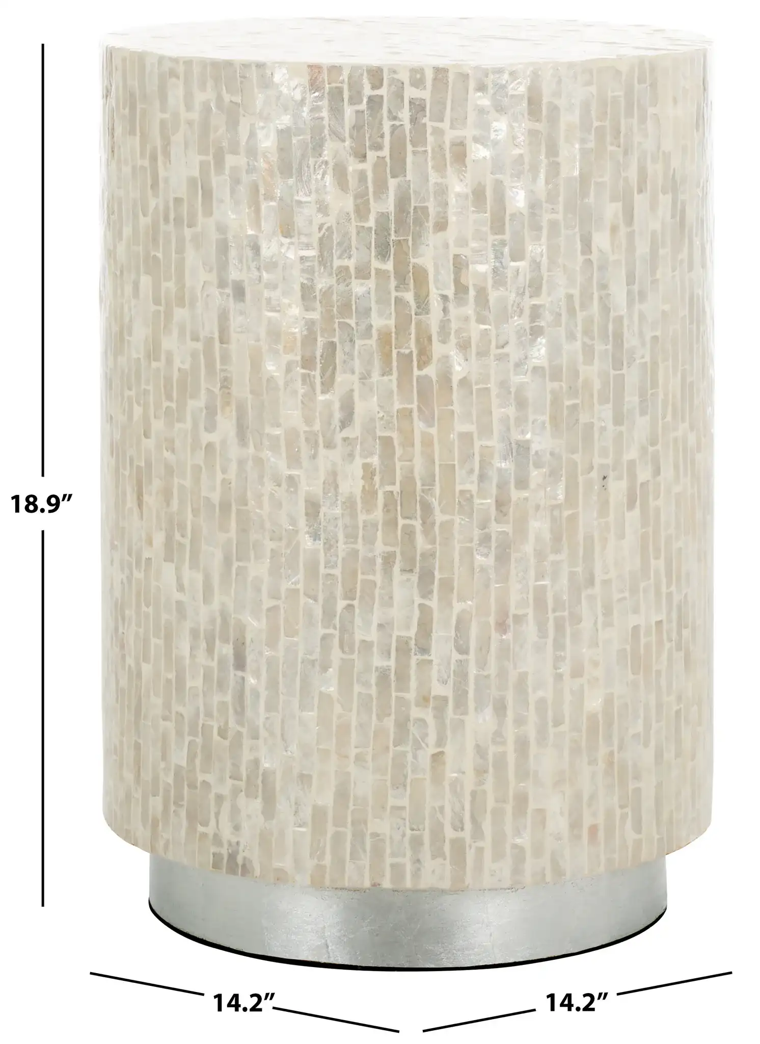 Scarlett Round Accent Table in Natural / Silver, detail view