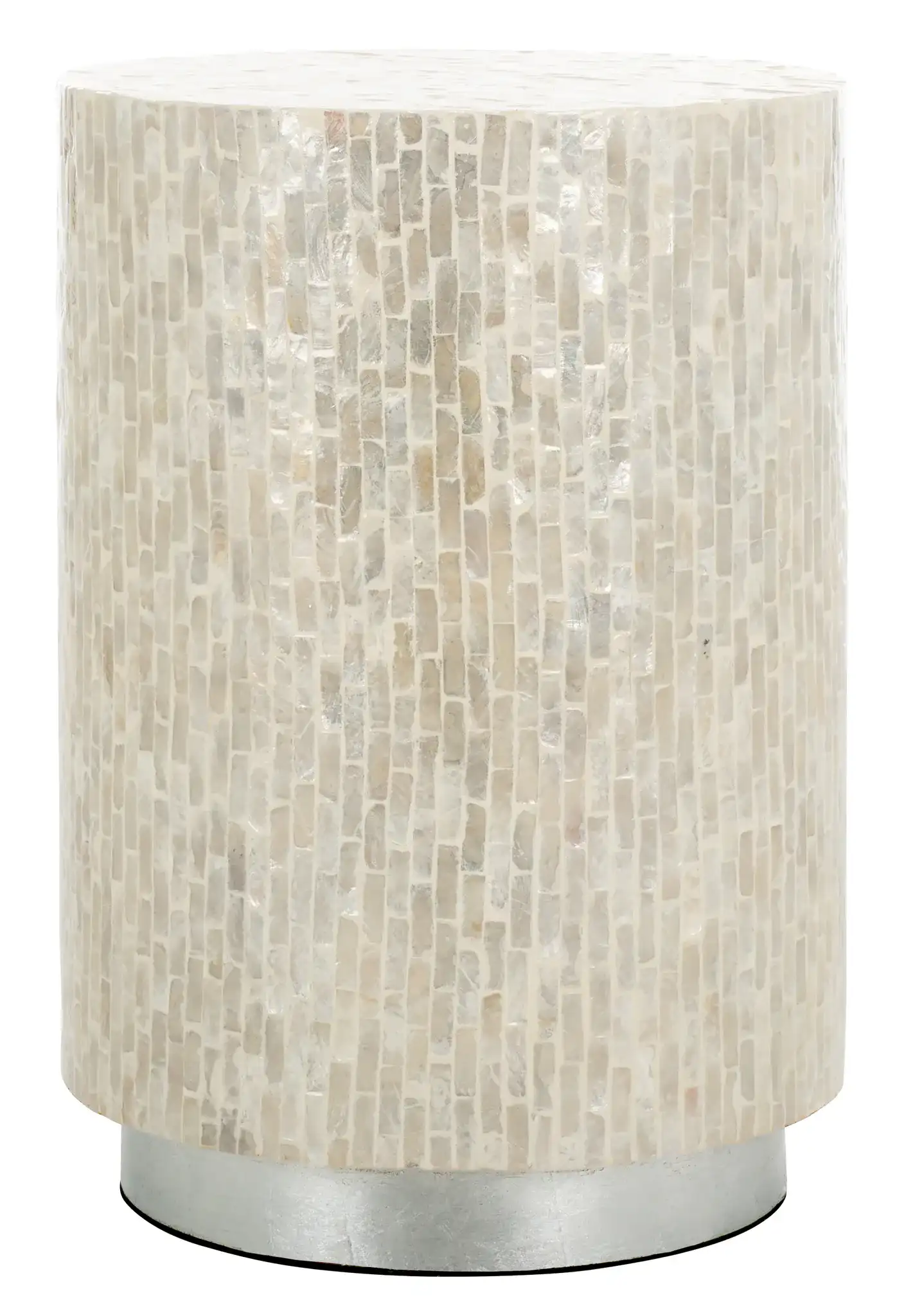 Scarlett Round Accent Table in Natural / Silver
