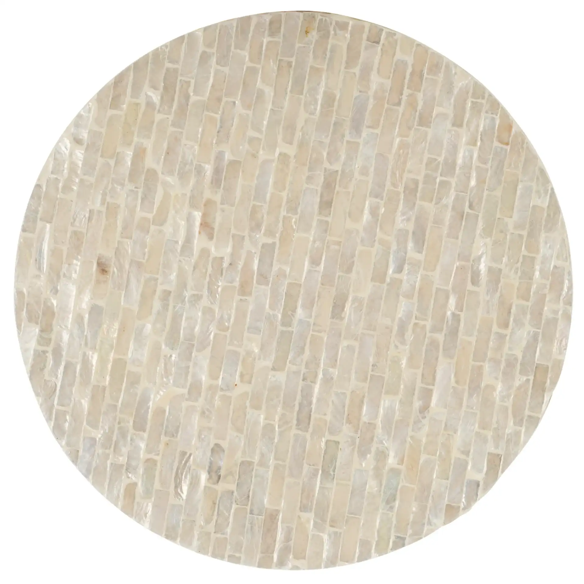 Scarlett Round Accent Table in Natural / Silver, detail view