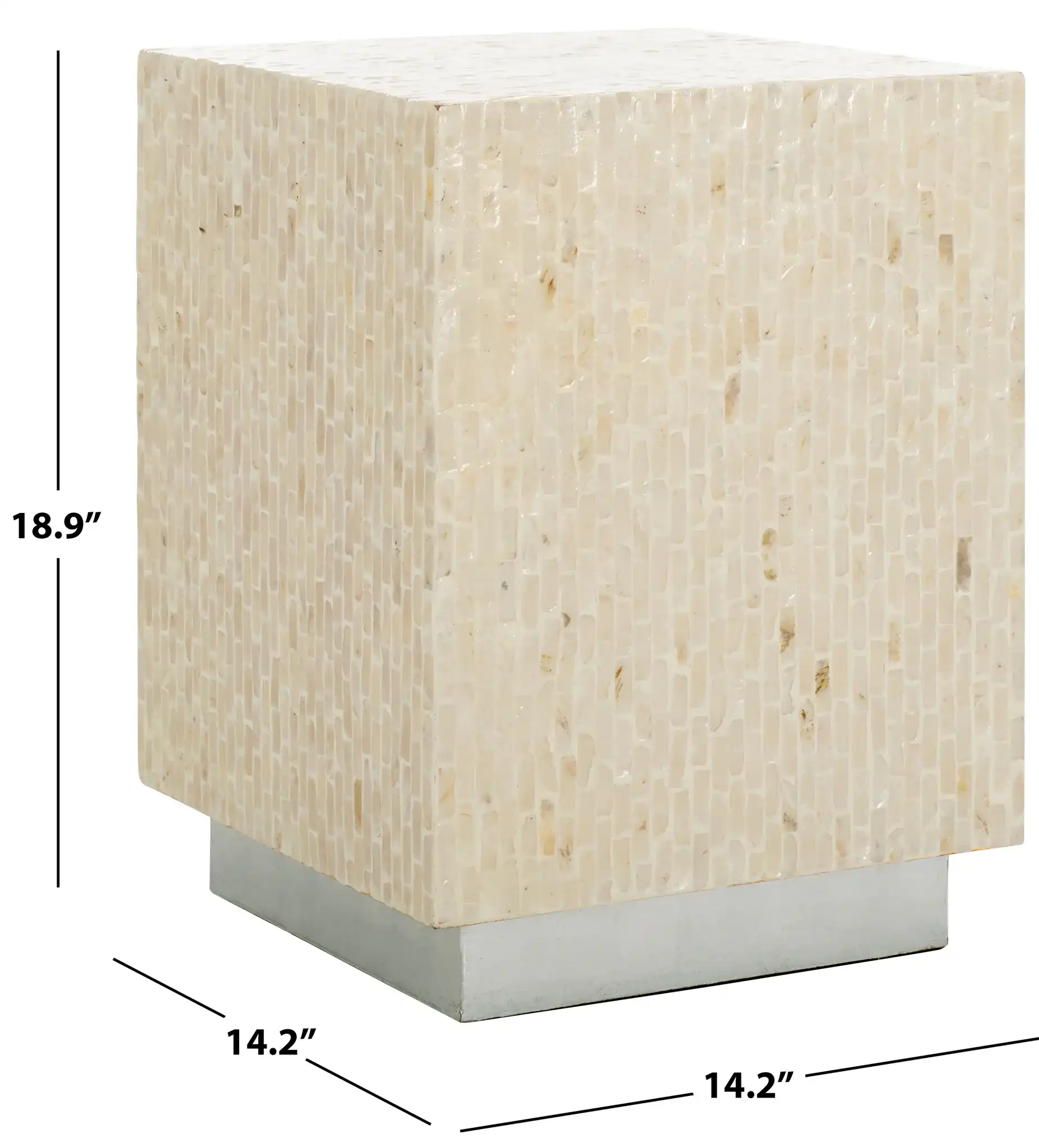 Scarlett Square Accent Table in Natural / Silver, detail view
