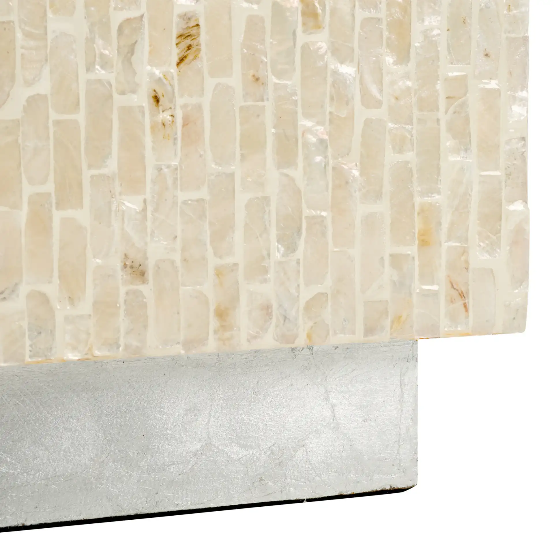 Scarlett Square Accent Table in Natural / Silver, detail view