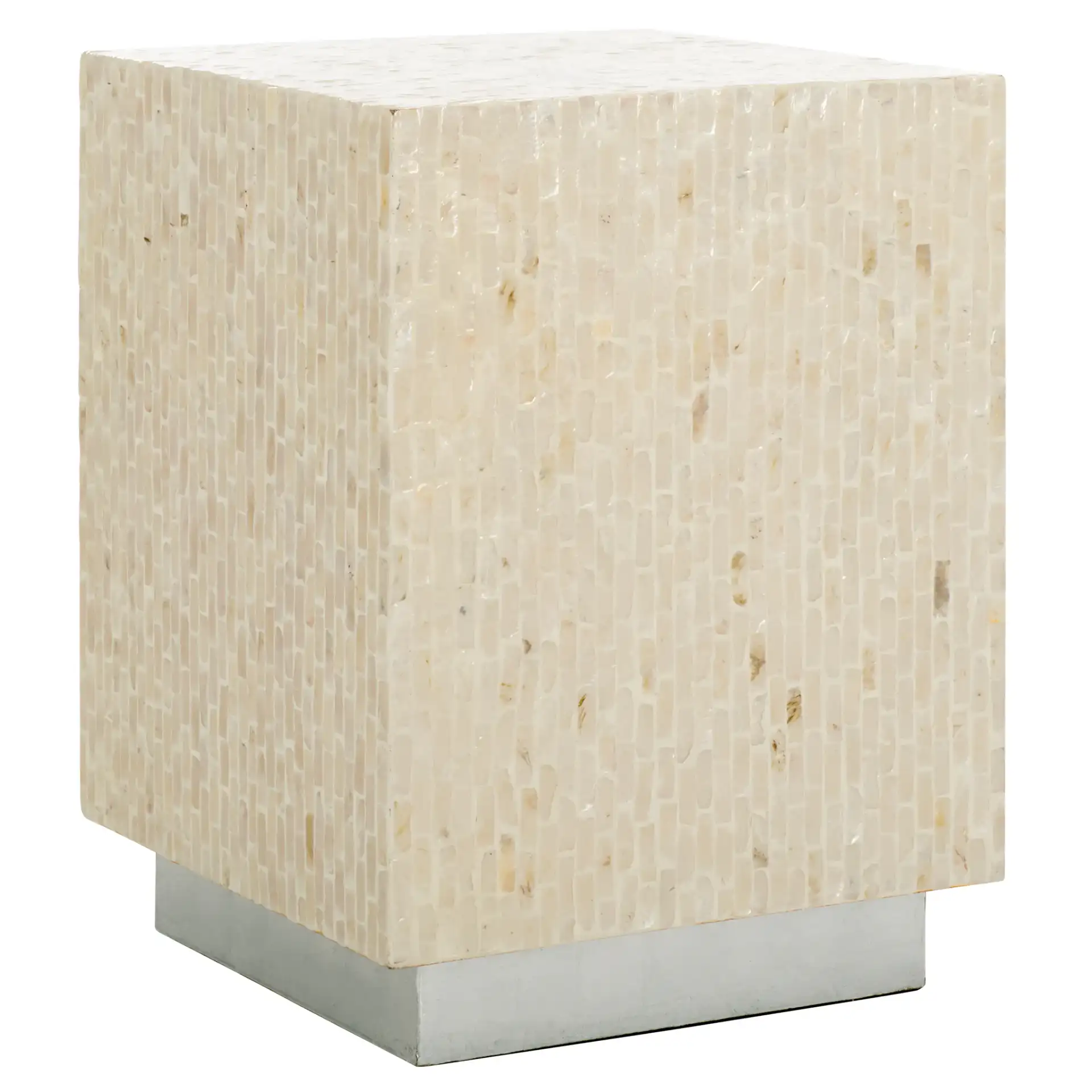 Scarlett Square Accent Table in Natural / Silver, detail view