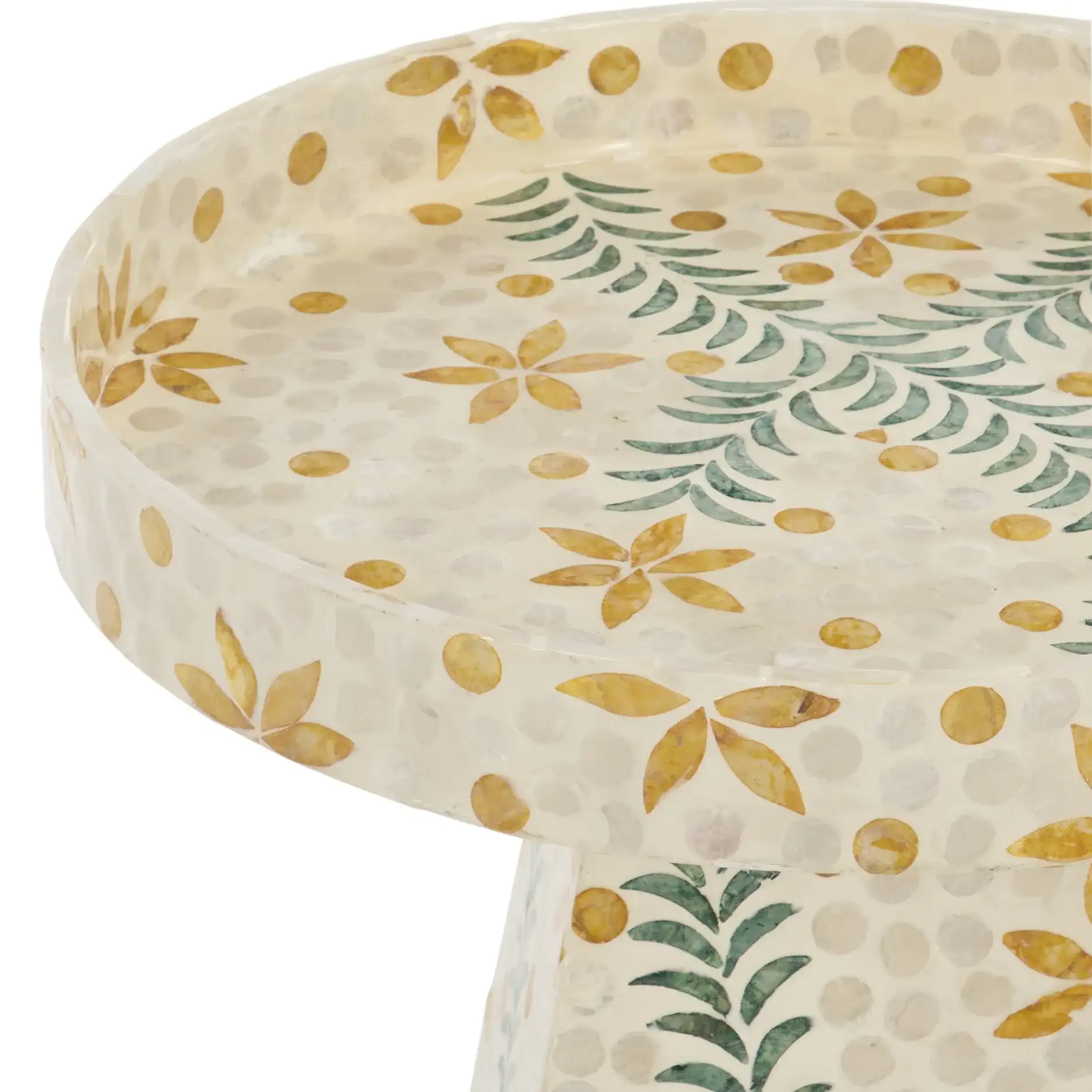 Manuela Accent Table in White / Multi in a styled room