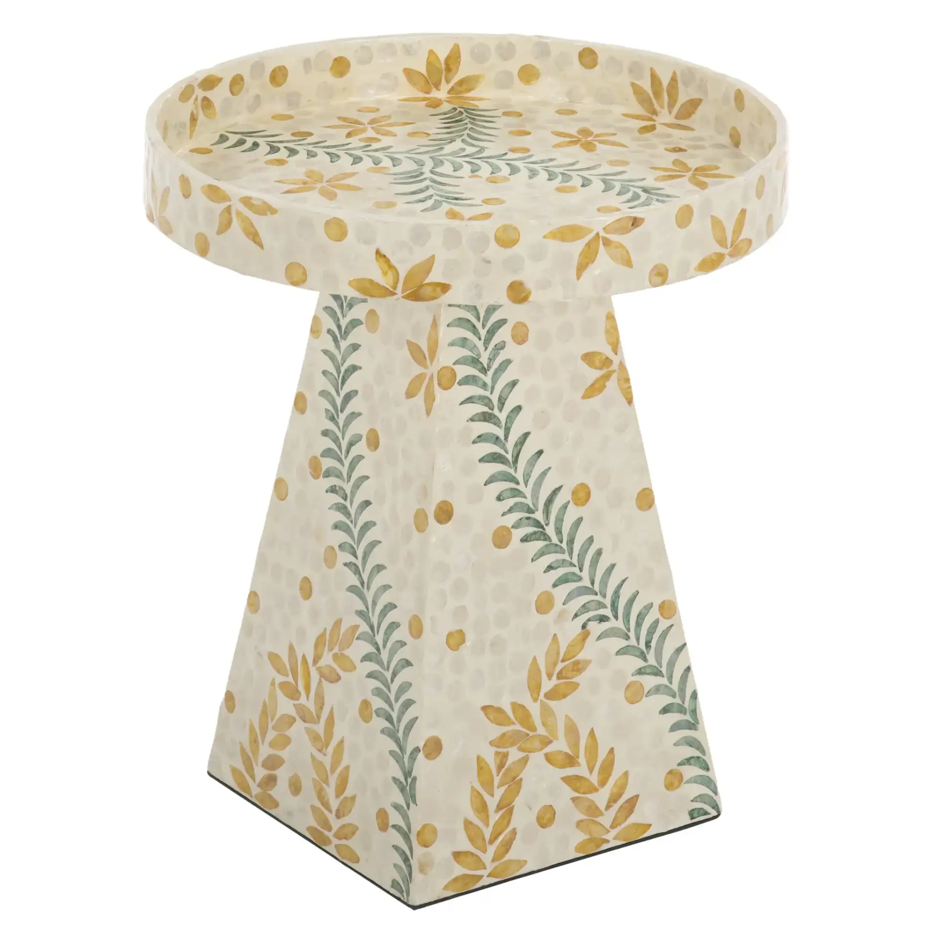 Manuela Accent Table in White / Multi, detail view