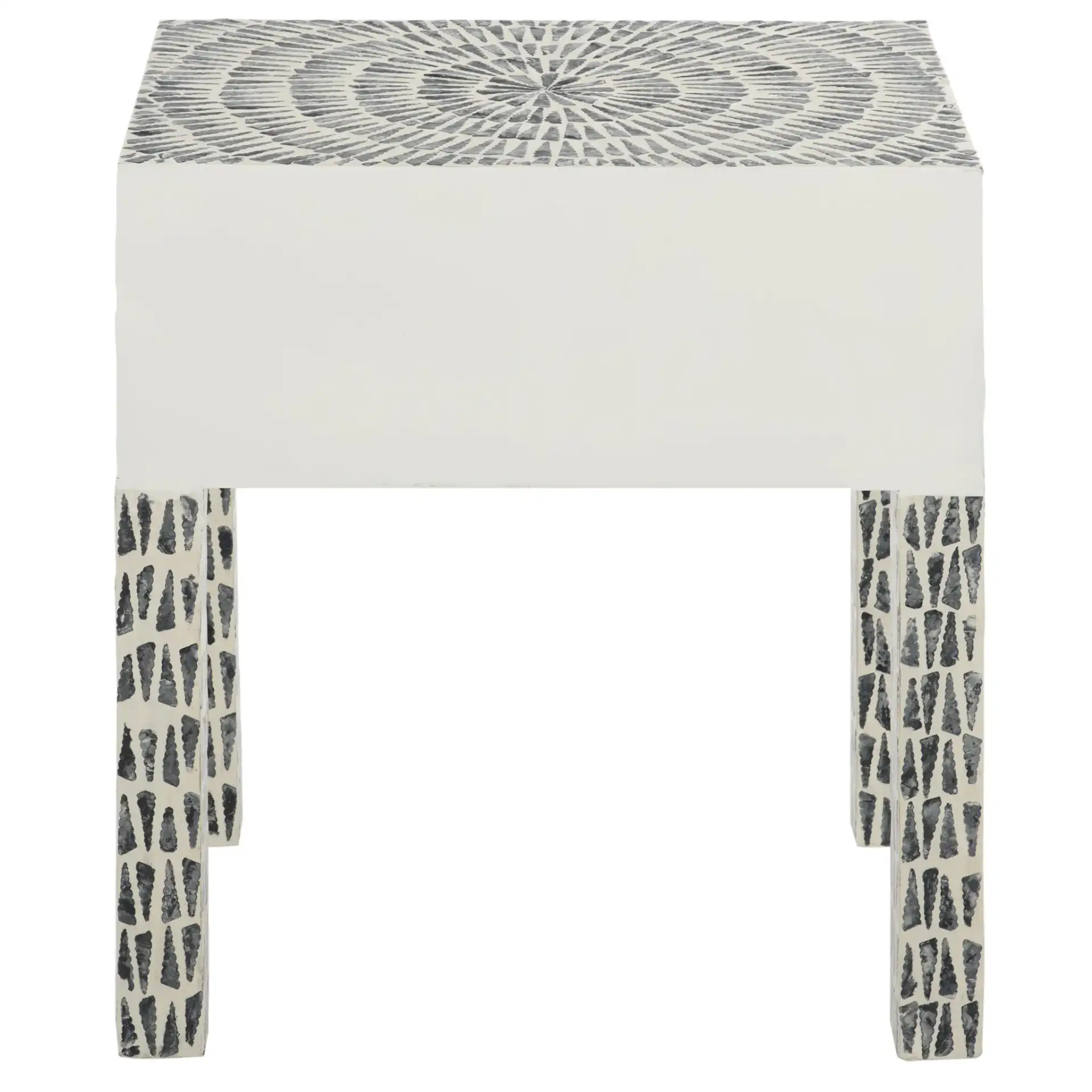 Euan Accent Table with Drawer in Black / White, detail view