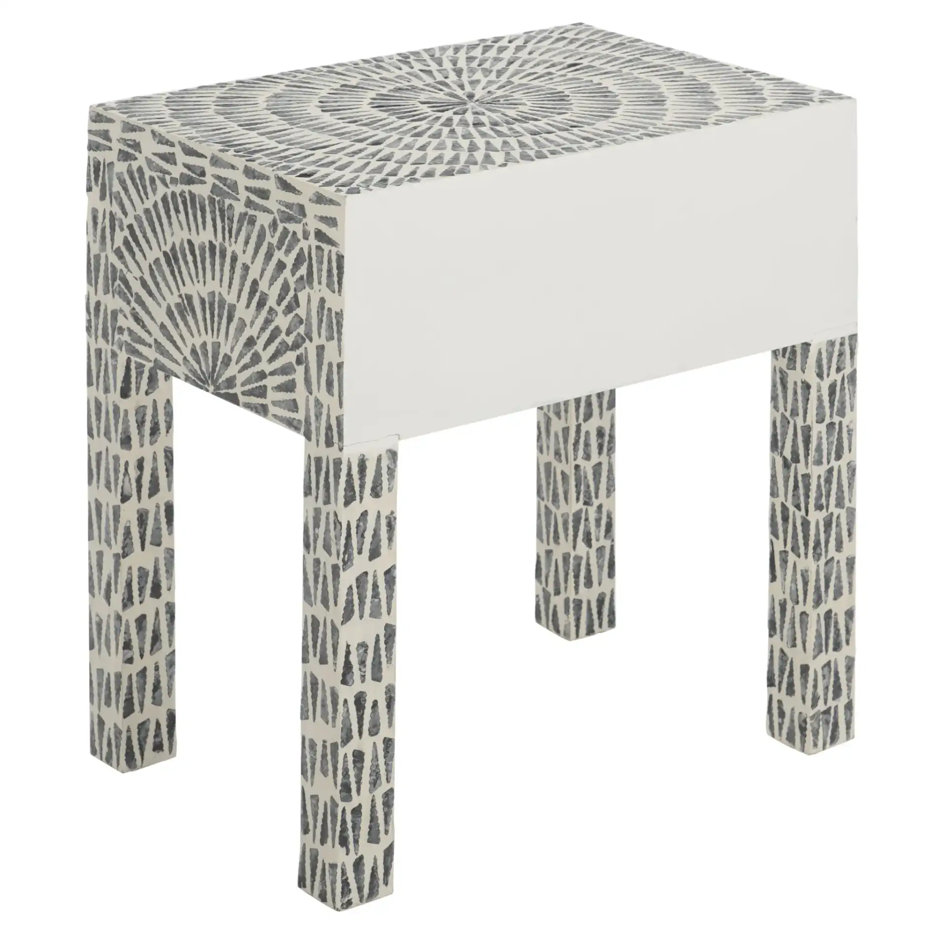 Euan Accent Table with Drawer in Black / White, detail view