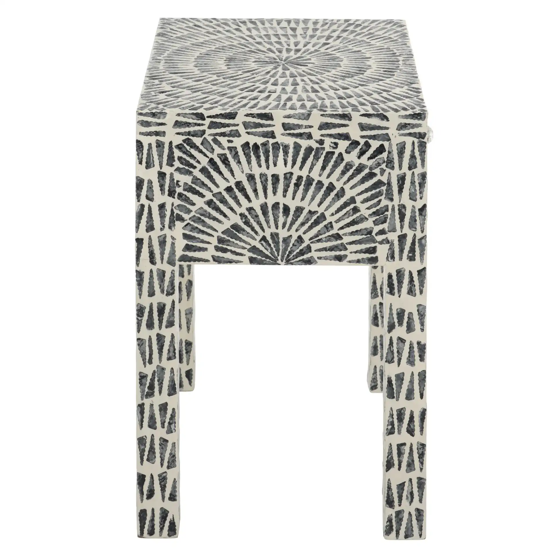 Euan Accent Table with Drawer in Black / White, detail view