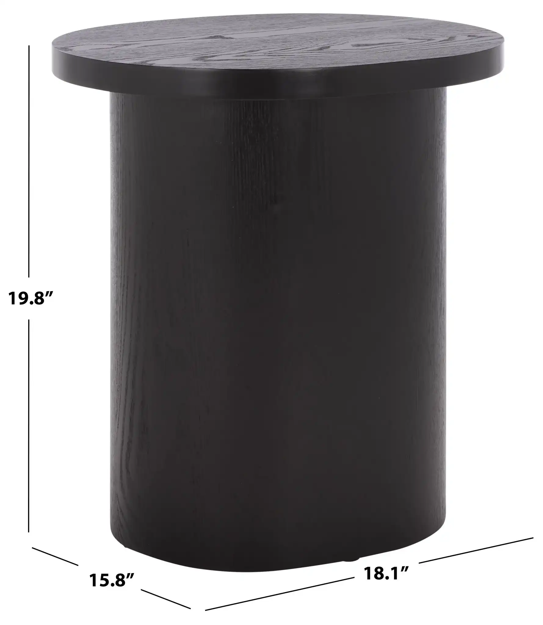 Ekon Round End Table in Black, detail view