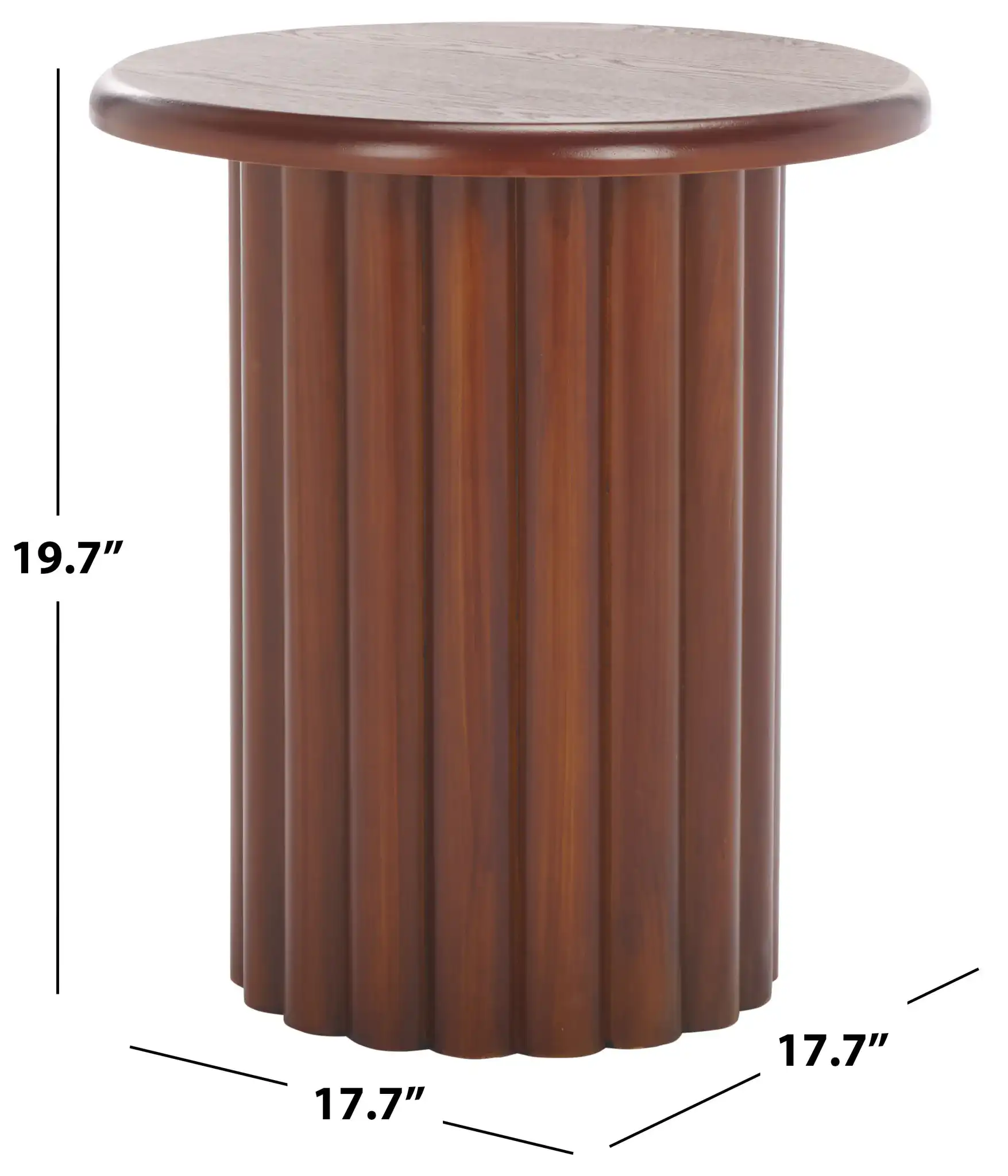 Monka Round End Table in Walnut, detail view