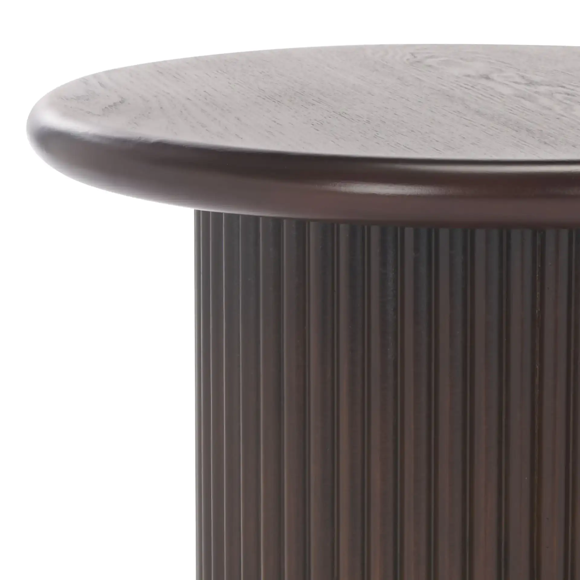 Agami Round Accent Table in Dark Brown in a styled room