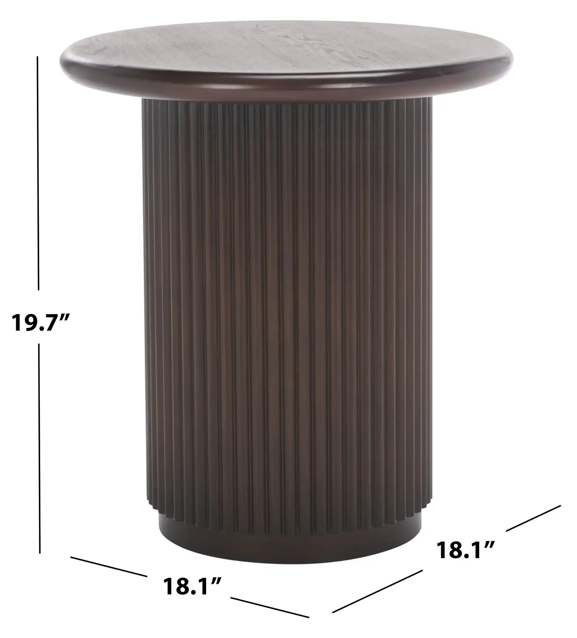 Agami Round Accent Table in Dark Brown, detail view