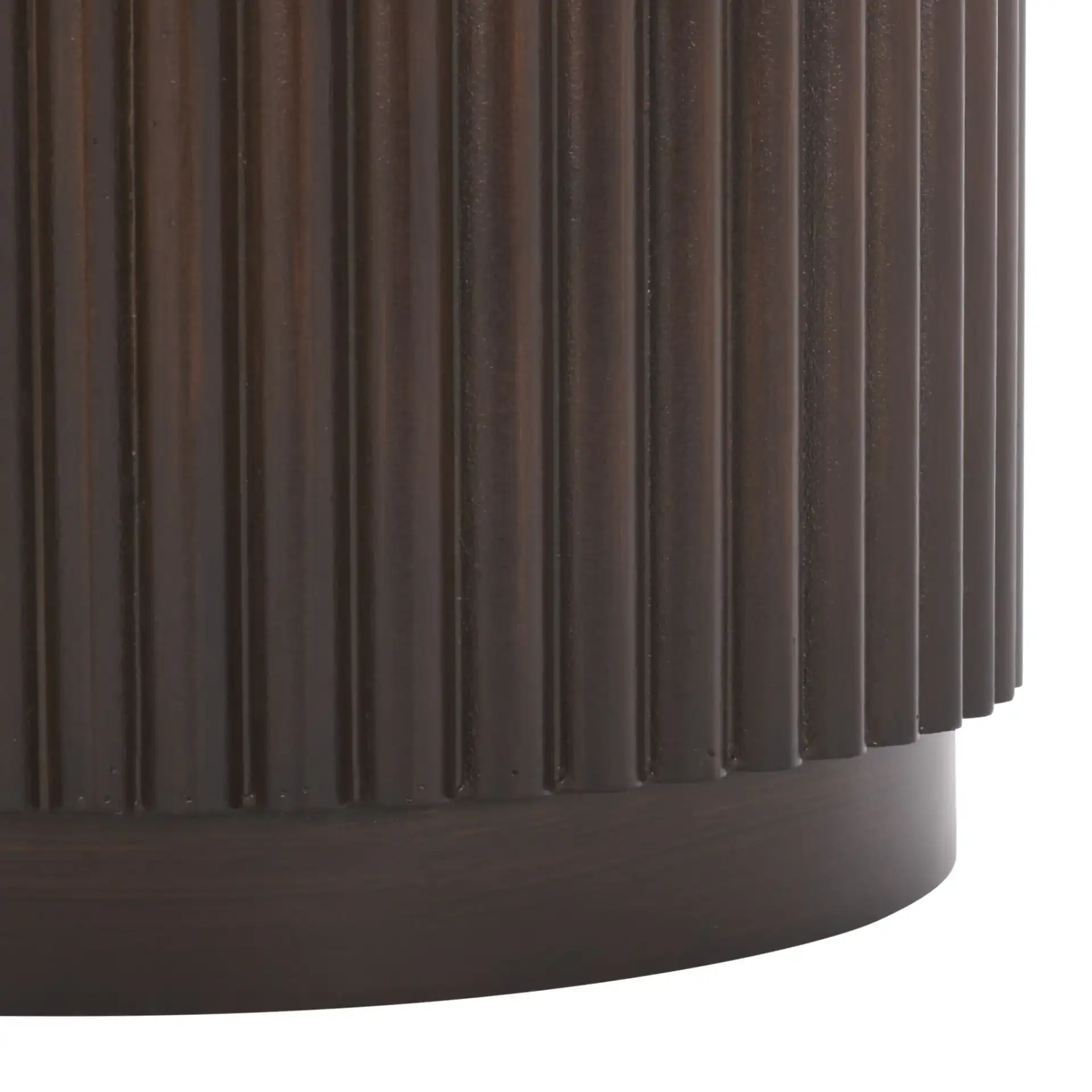 Agami Round Accent Table in Dark Brown, detail view