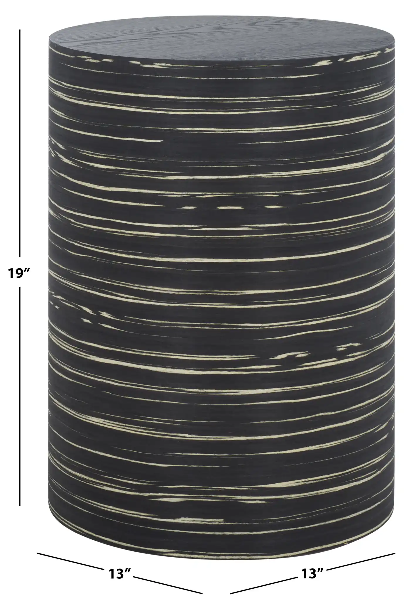 Bahan Round End Table in Black, detail view