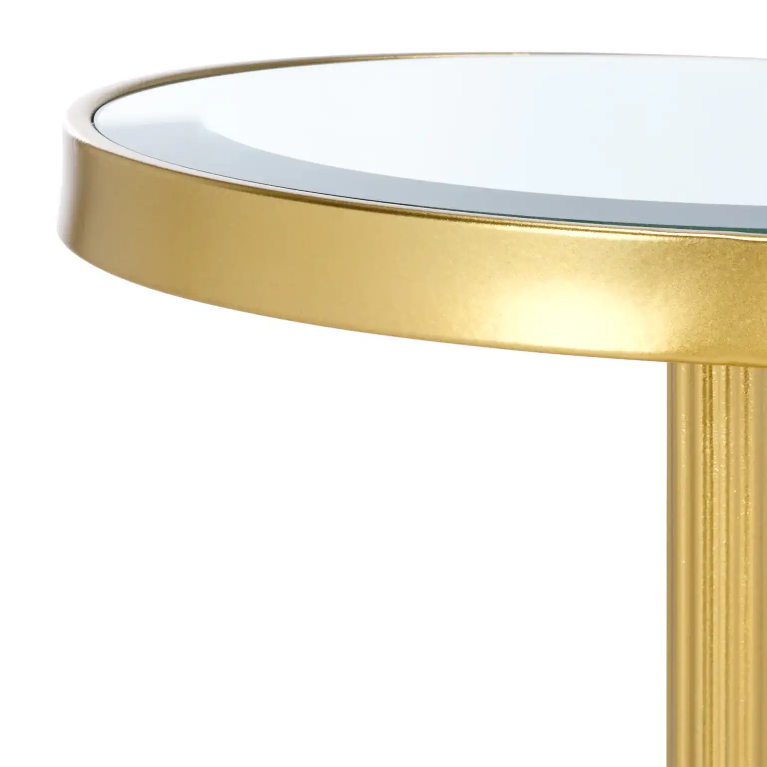 Paku Round Side Table in Gold / Mirror in a styled room