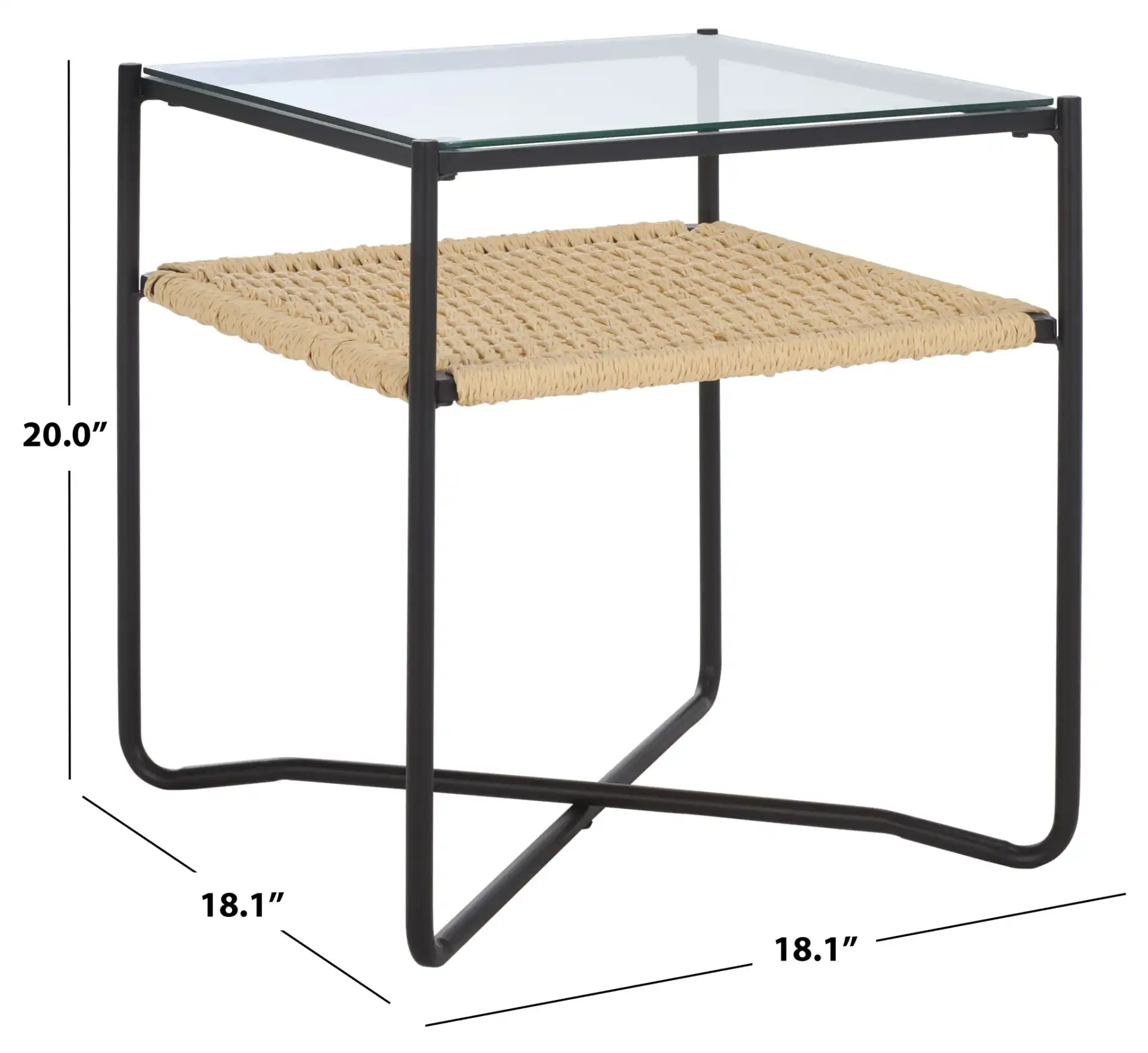 Omaka One-Shelf End Table in Natural / Black, detail view