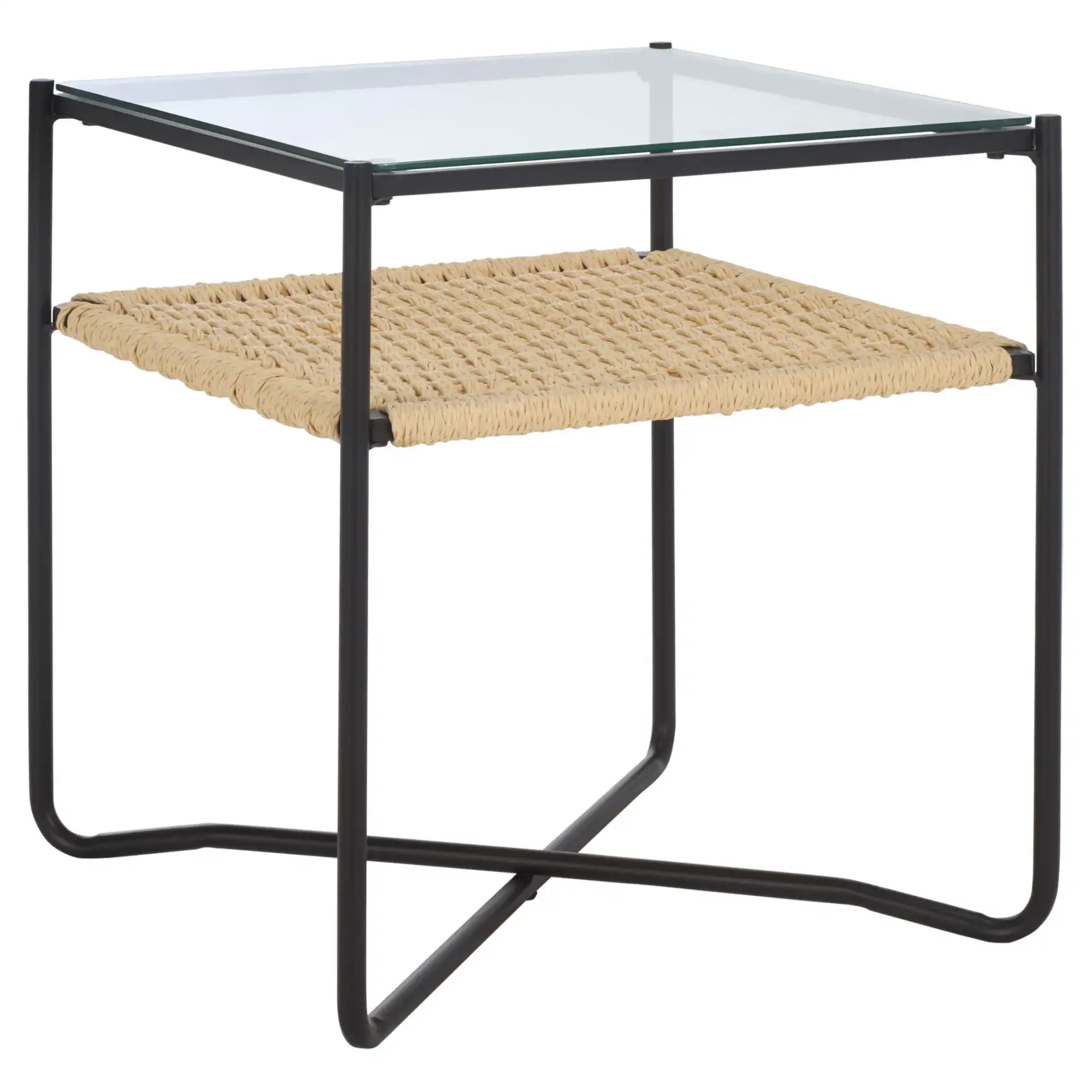 Omaka One-Shelf End Table in Natural / Black, detail view