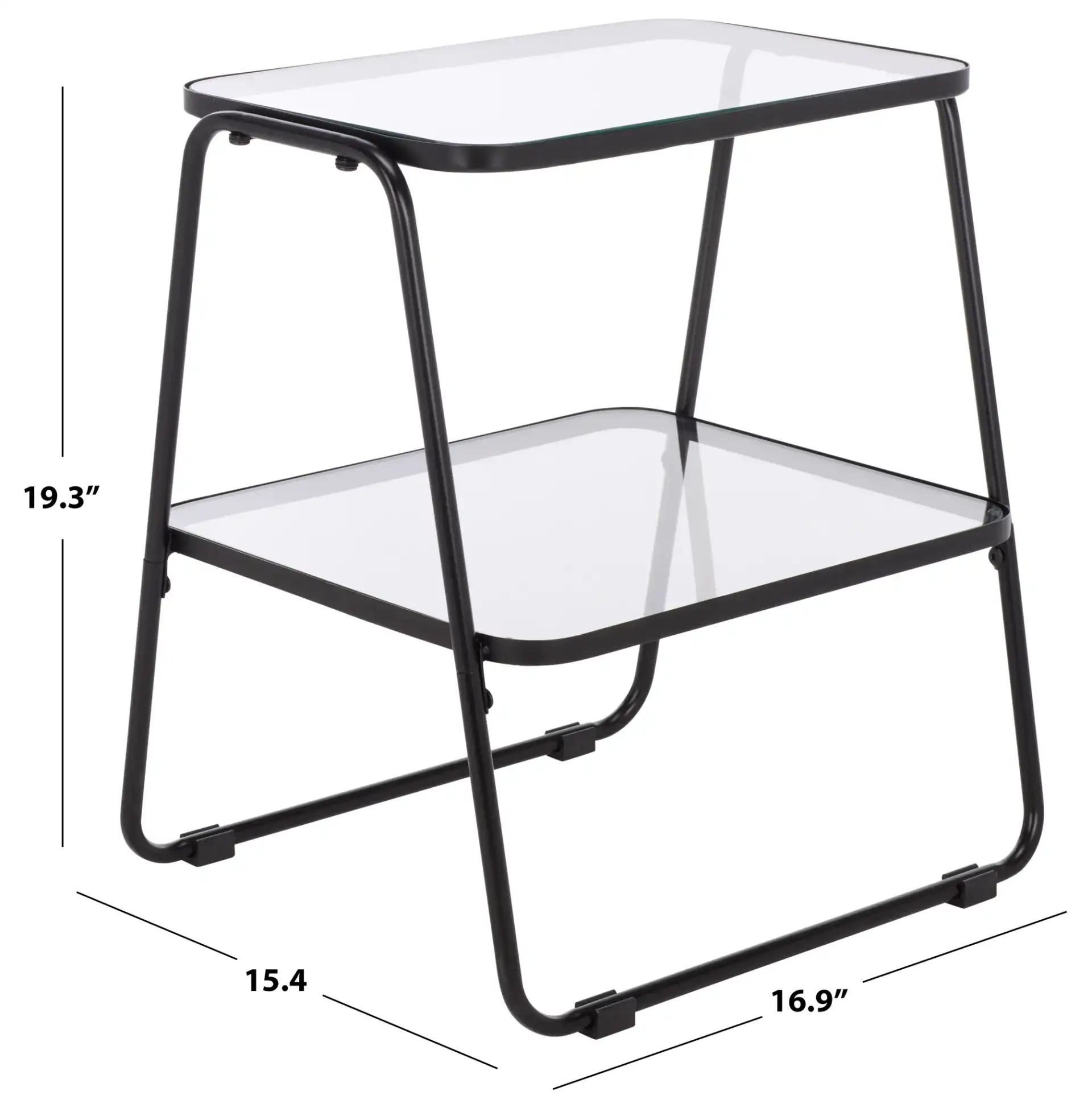 Zunia Two-Tier Accent Table in Black, detail view