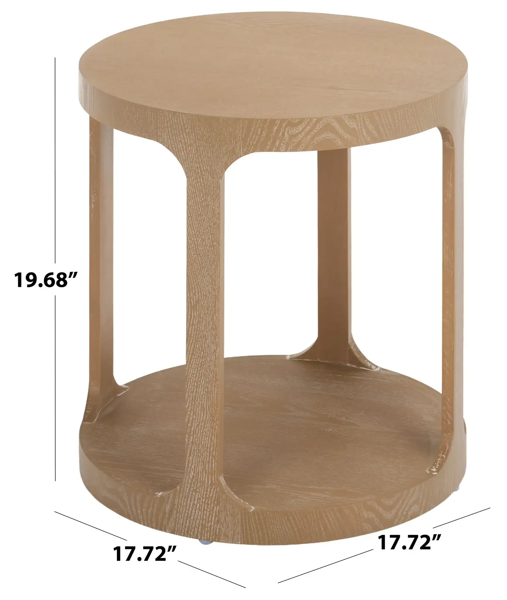 Radix Round Accent Table in Bleached White, detail view