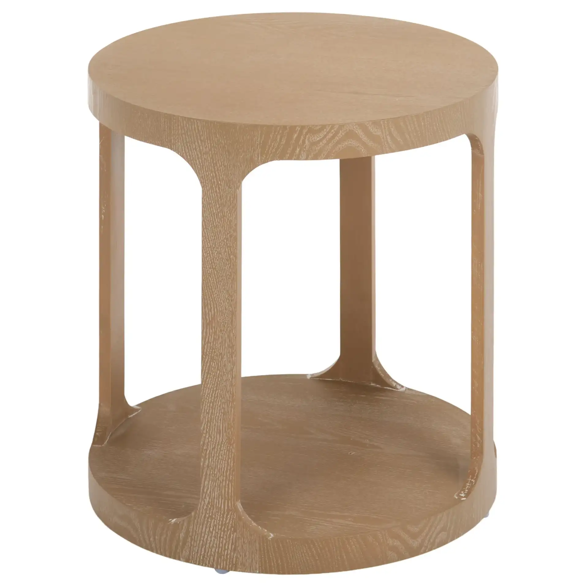 Radix Round Accent Table in Bleached White, detail view