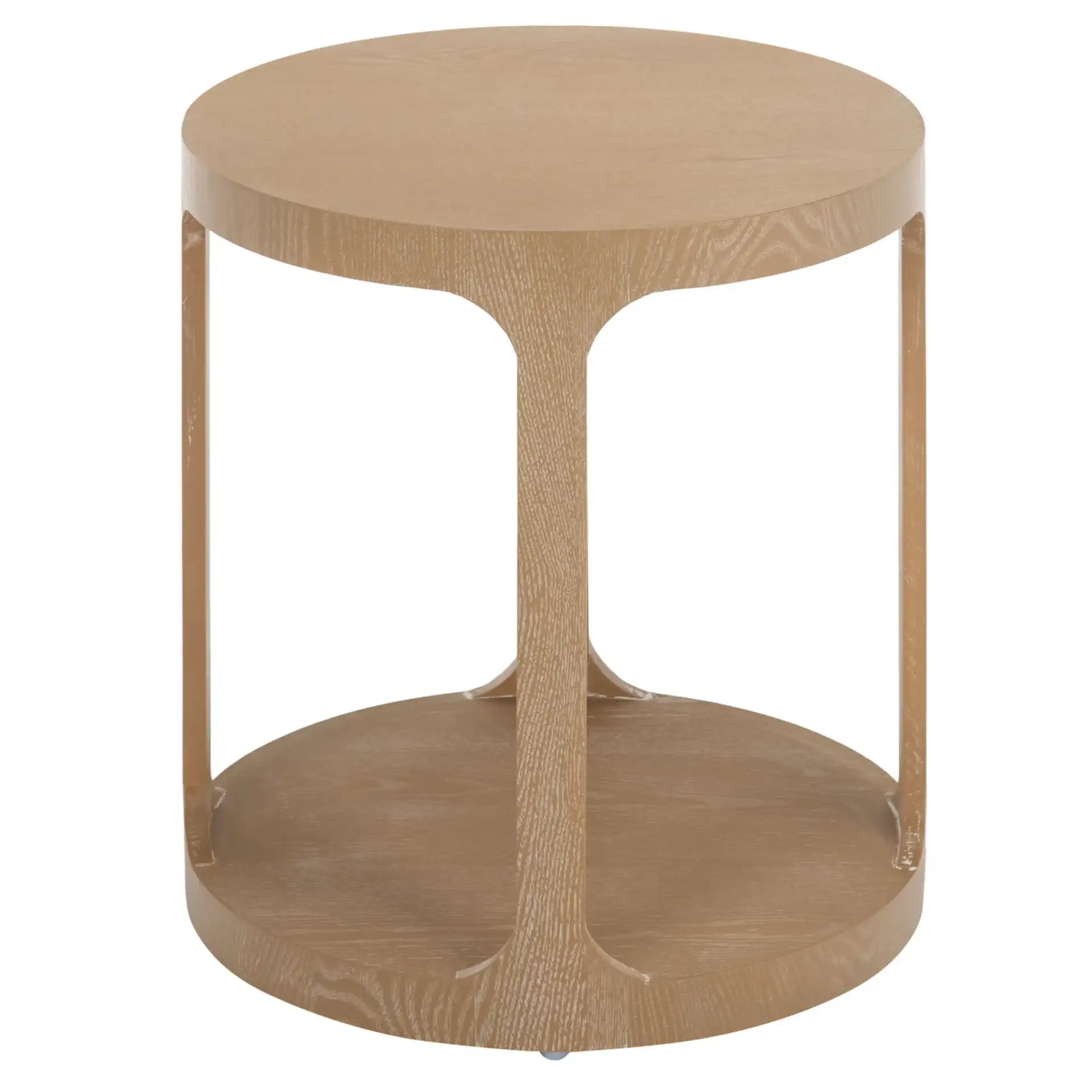 Radix Round Accent Table in Bleached White, detail view