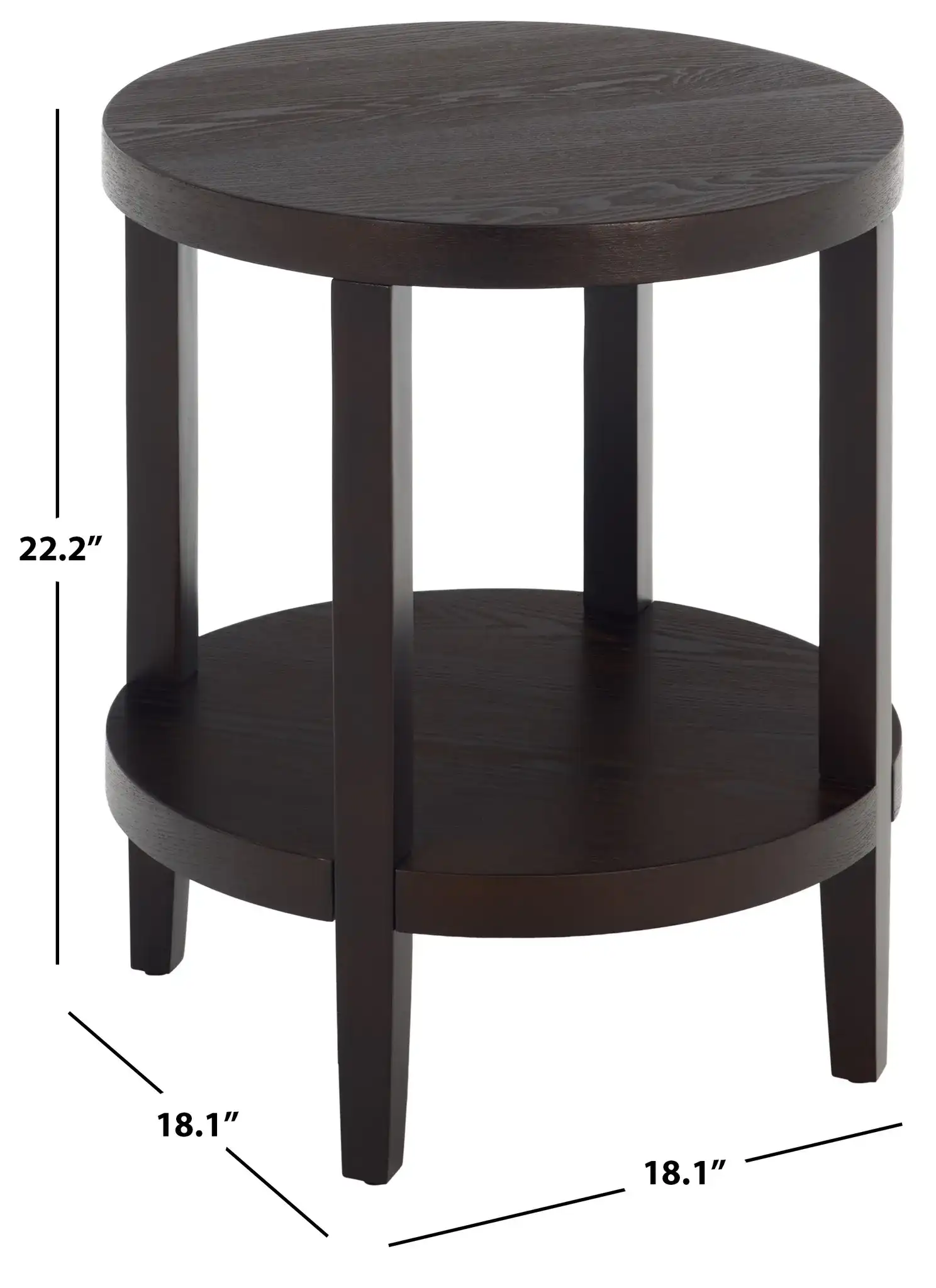 Najah Round Accent Table in Dark Brown, detail view