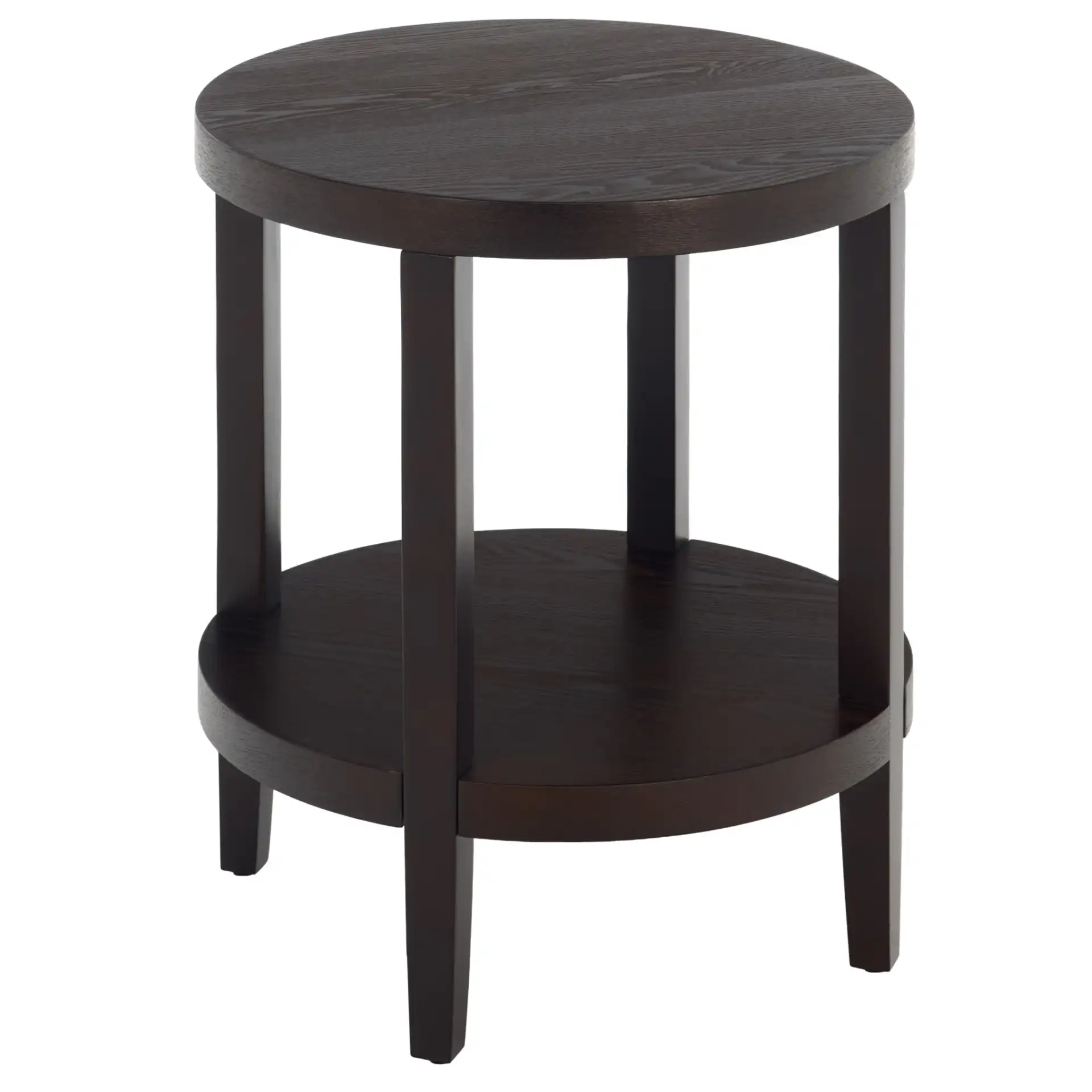 Najah Round Accent Table in Dark Brown, detail view