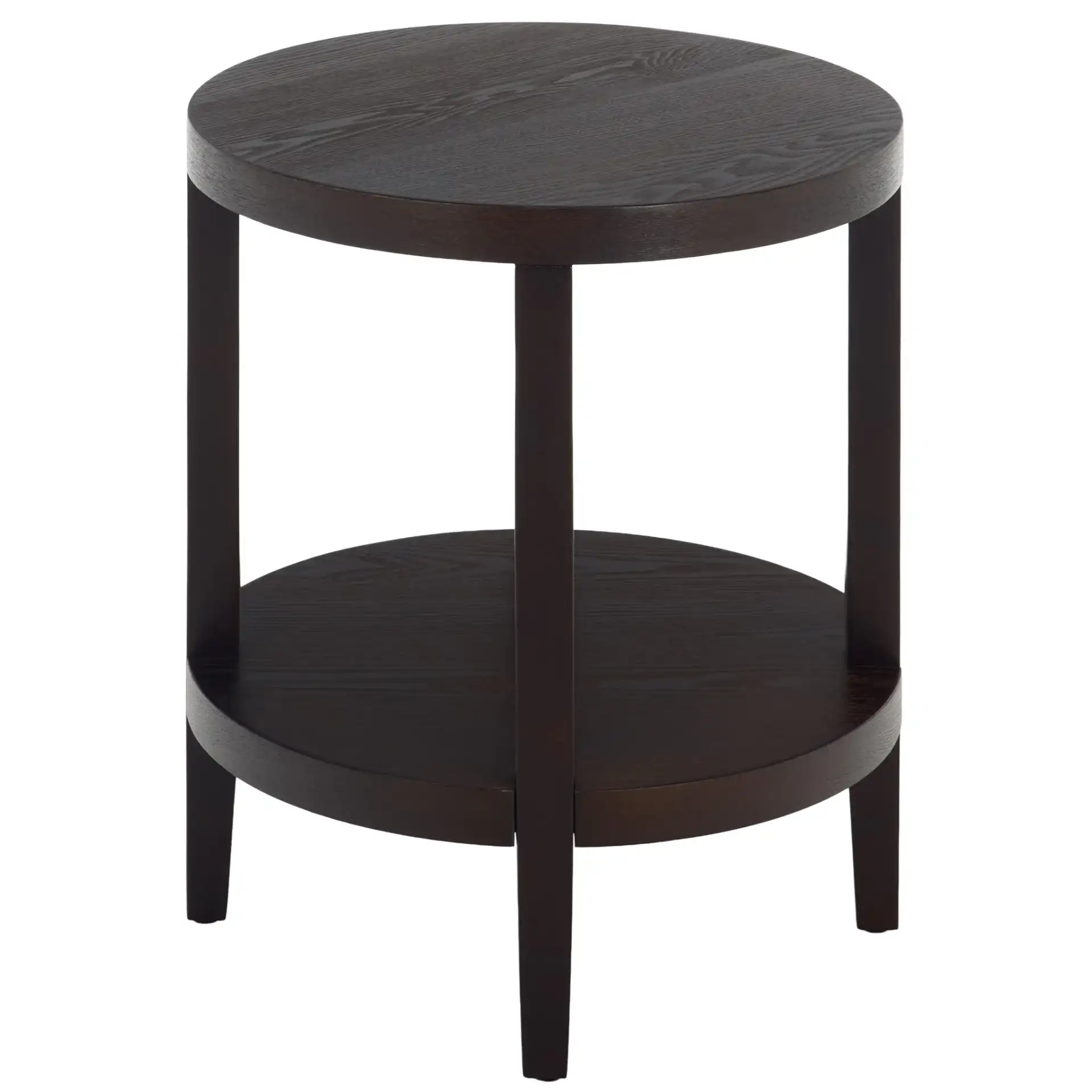 Najah Round Accent Table in Dark Brown, detail view