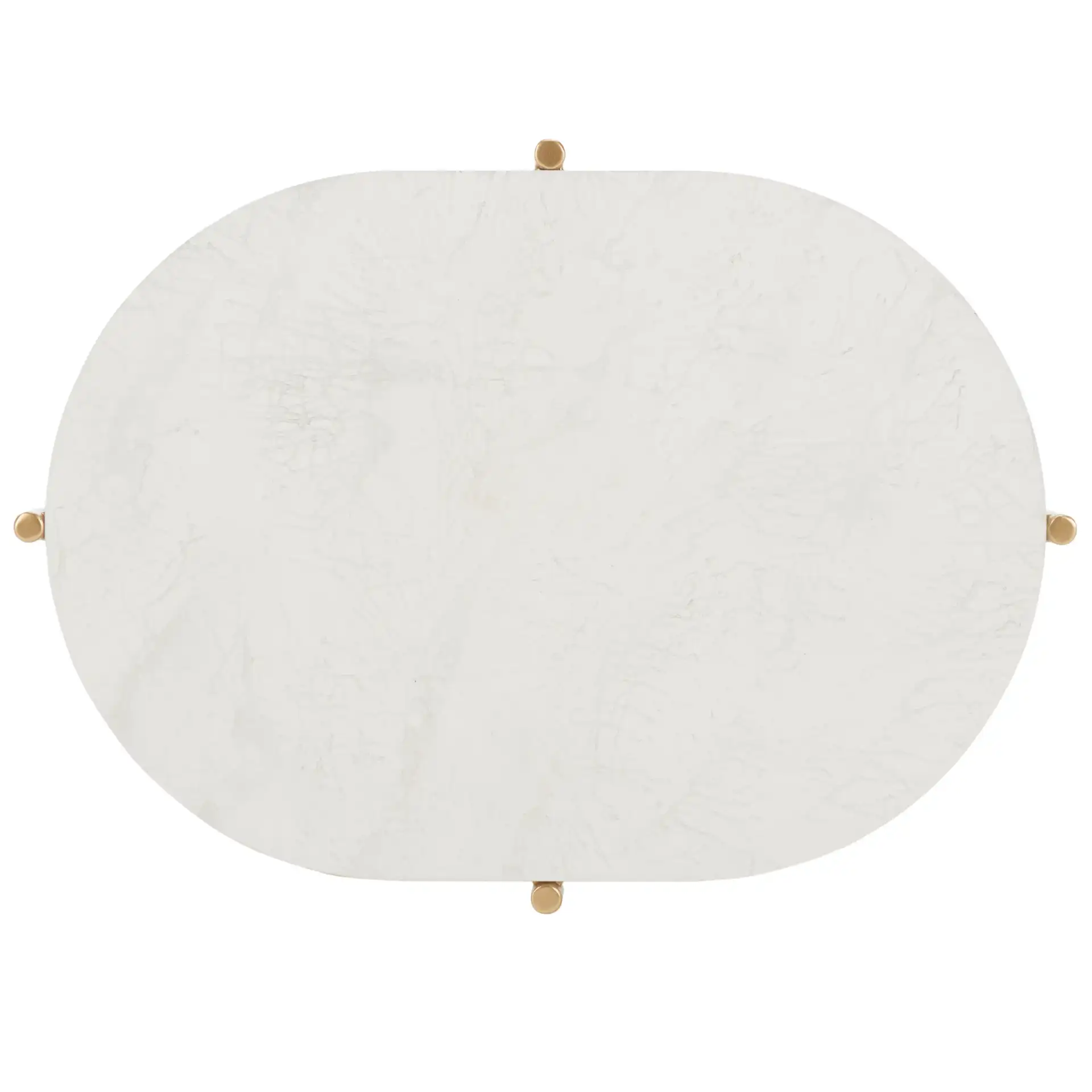 Dove End Table in White Faux Marble / Gold, detail view