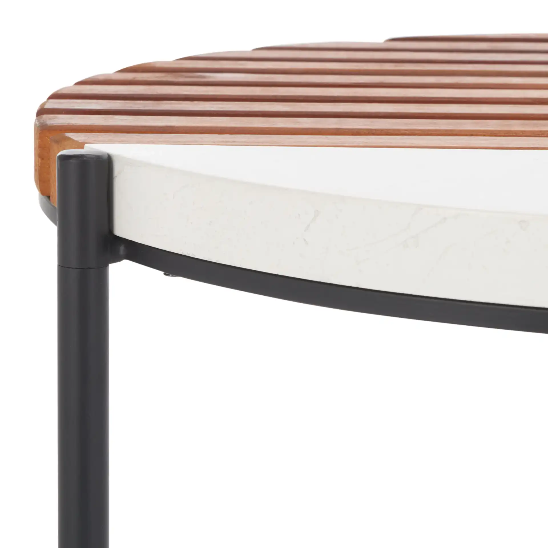Dallas End Table in Brown / White Faux Marble in a styled room