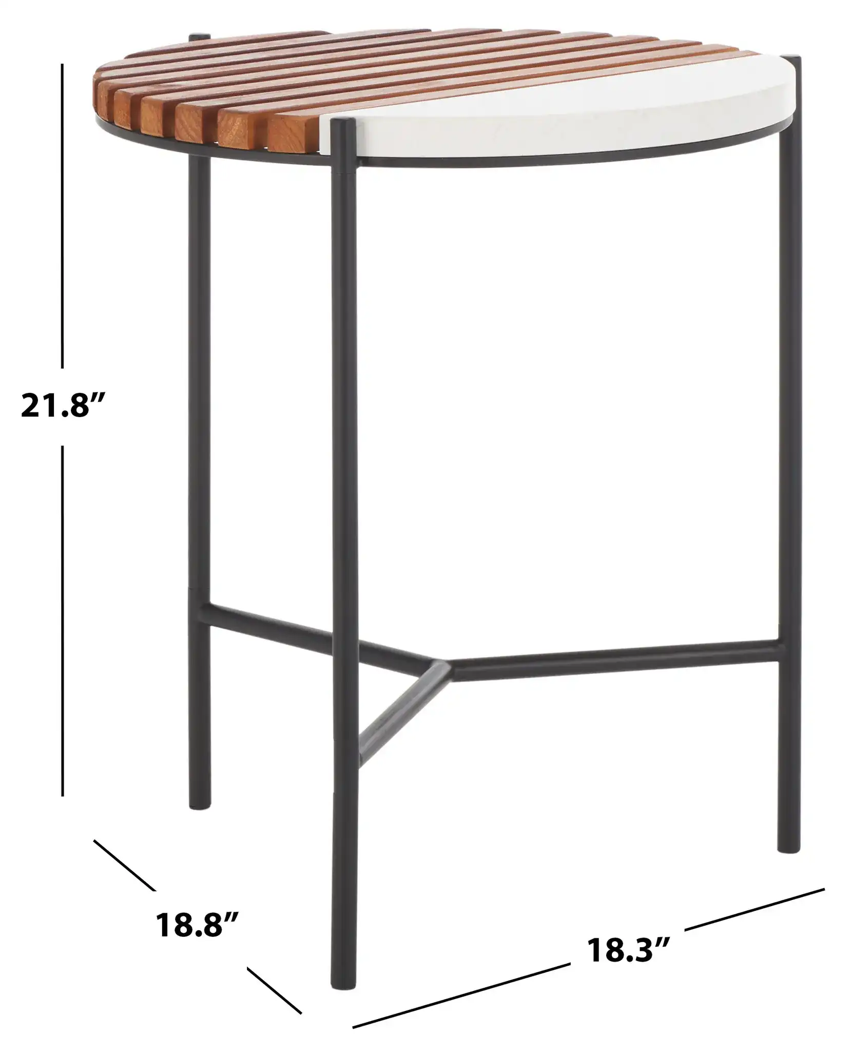 Dallas End Table in Brown / White Faux Marble, detail view