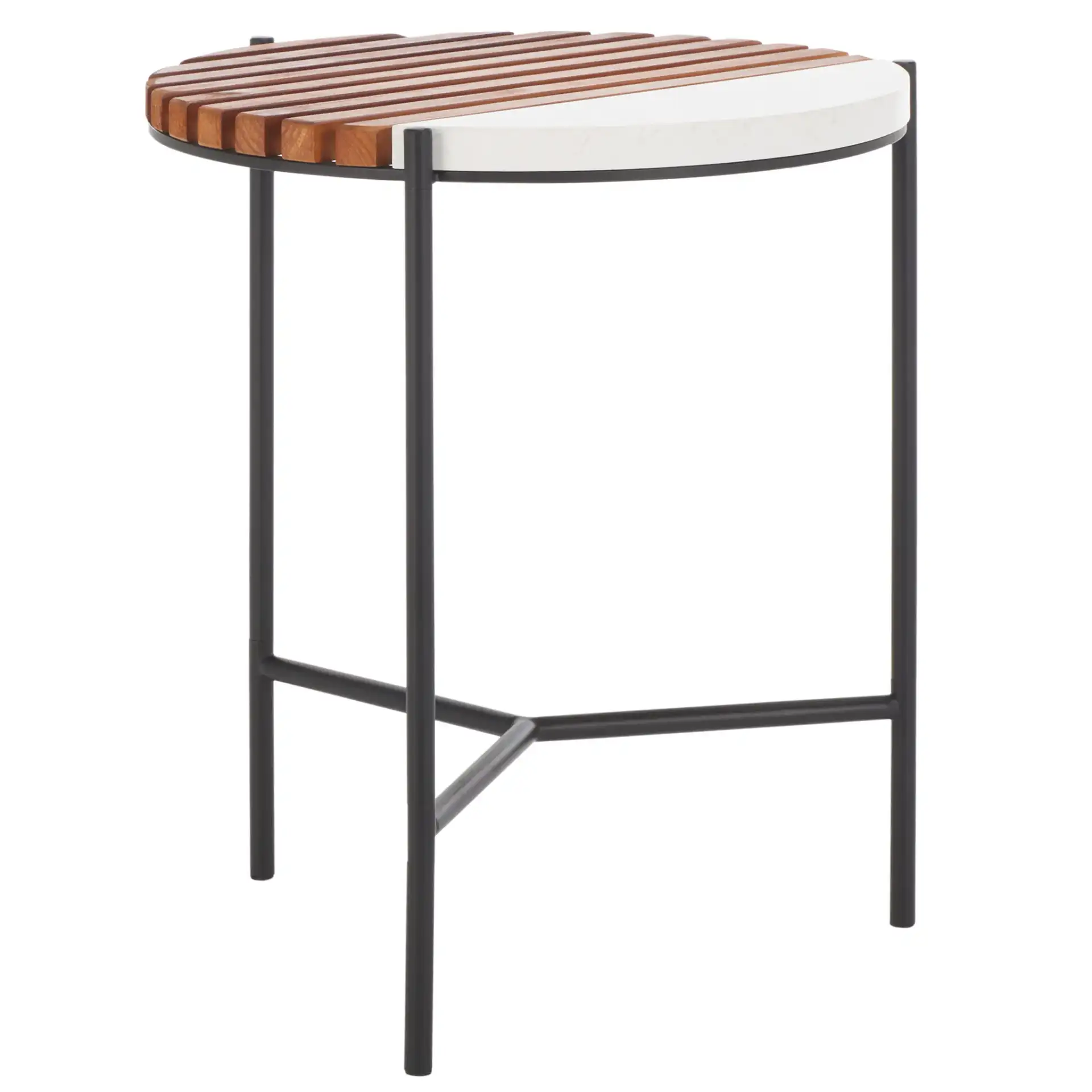 Dallas End Table in Brown / White Faux Marble, detail view