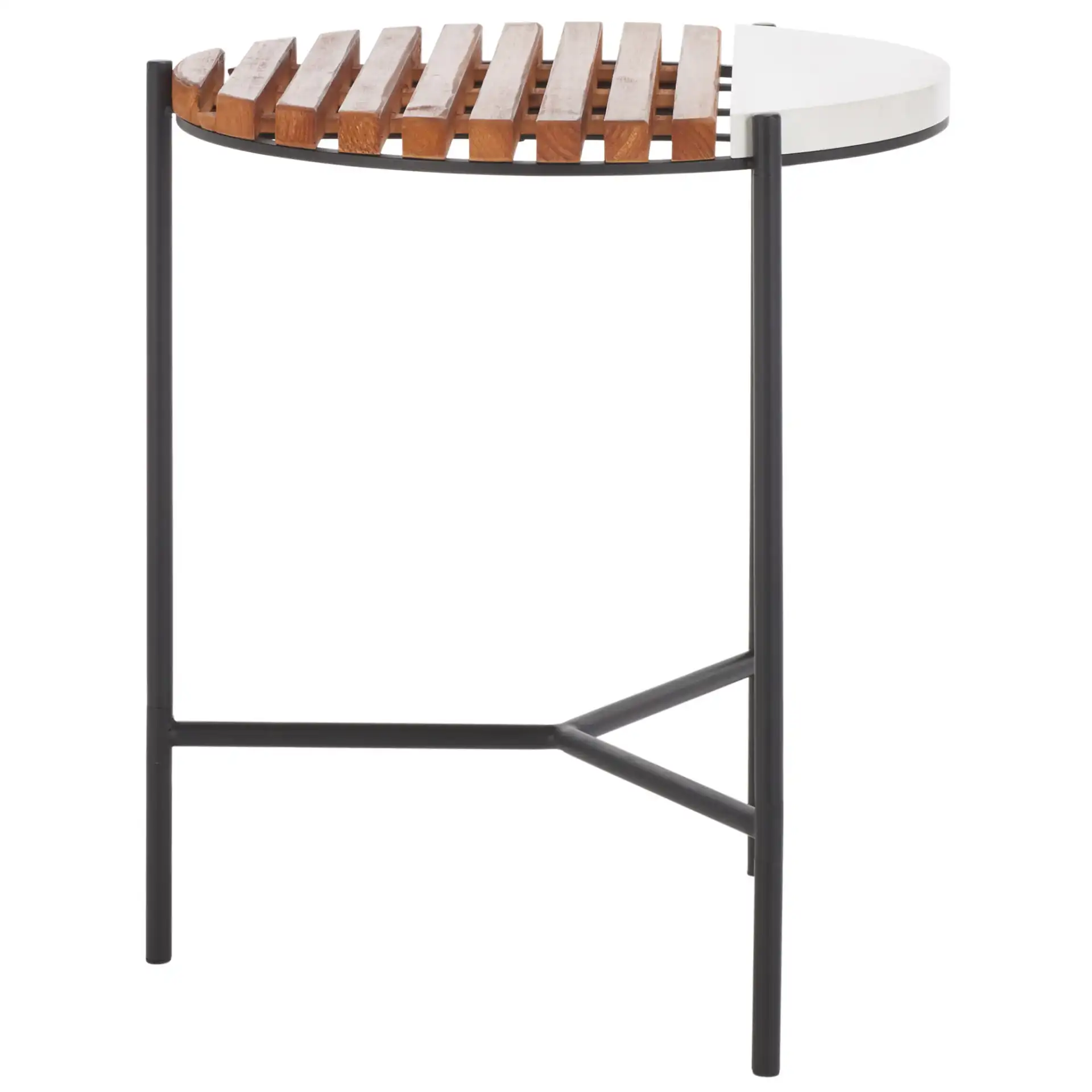 Dallas End Table in Brown / White Faux Marble, detail view