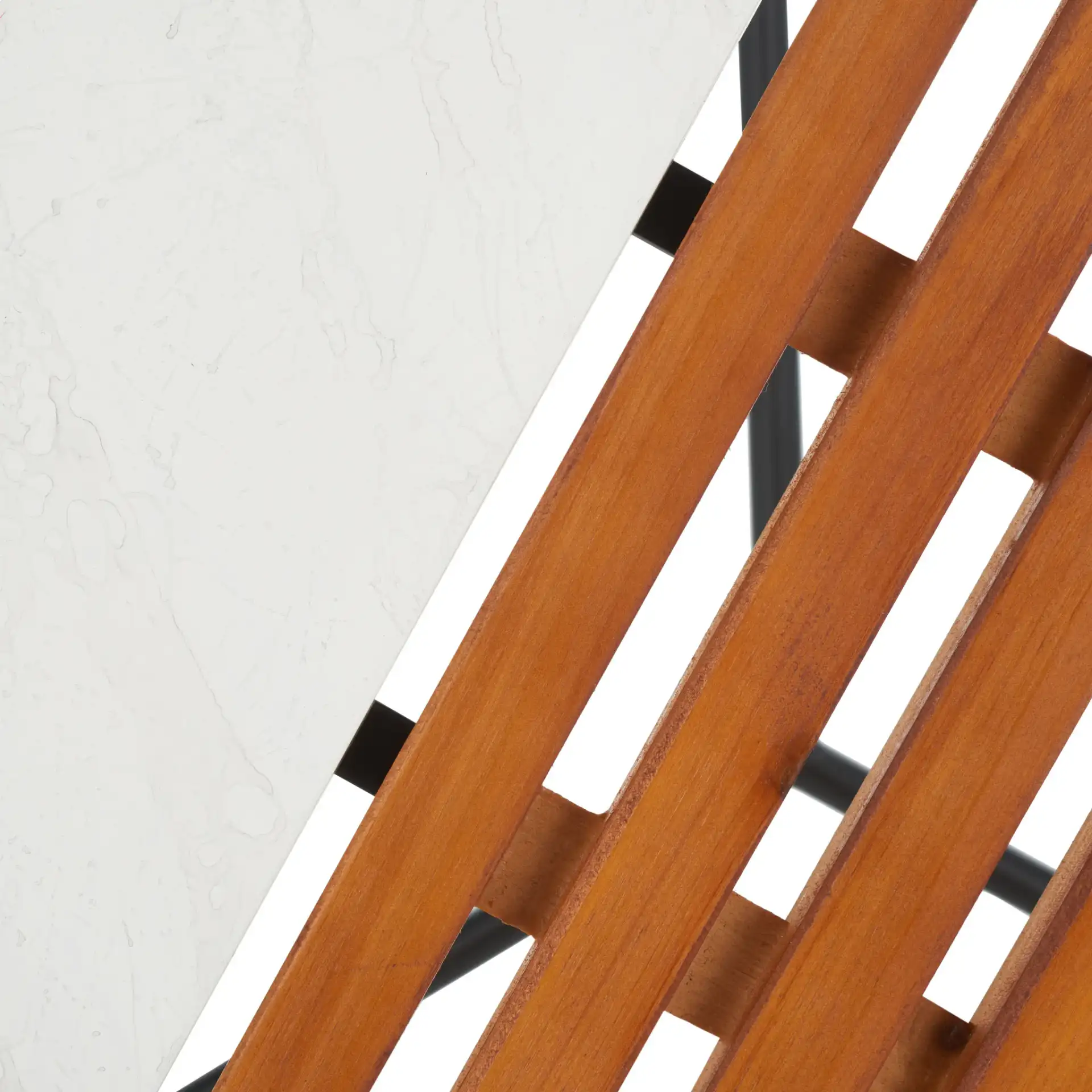 Dallas End Table in Brown / White Faux Marble, detail view