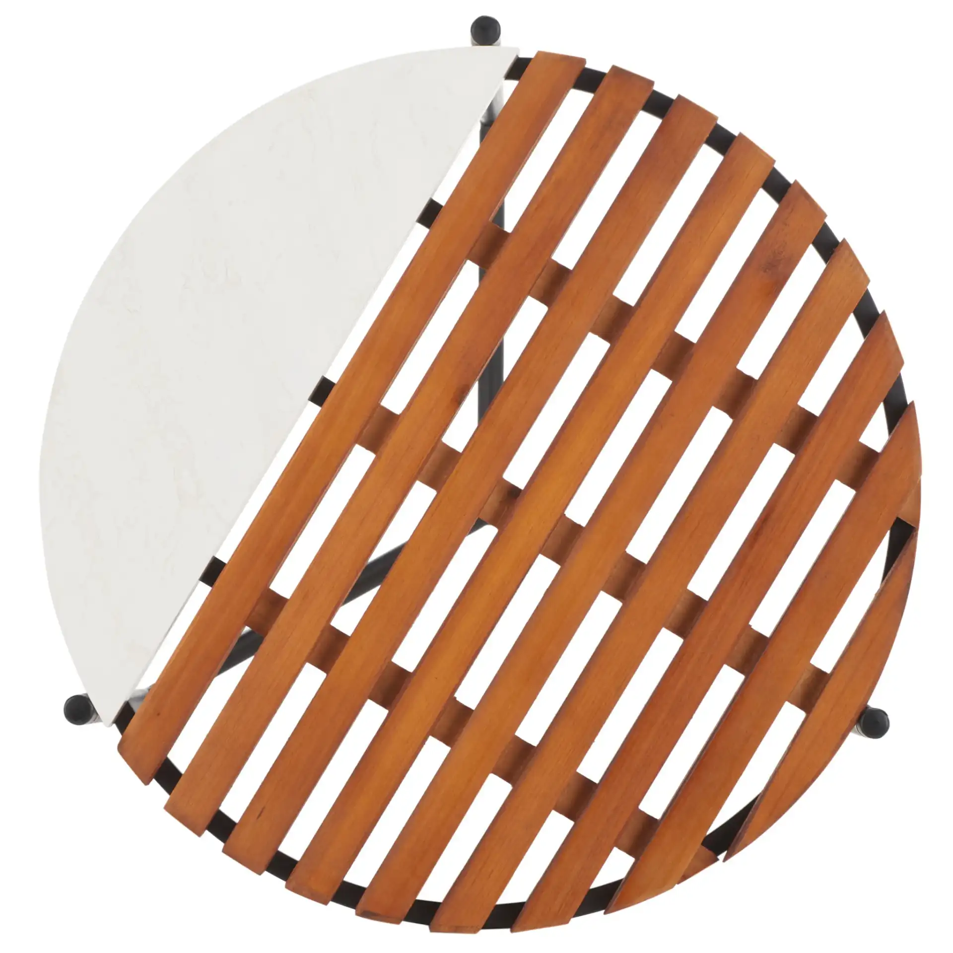Dallas End Table in Brown / White Faux Marble, detail view