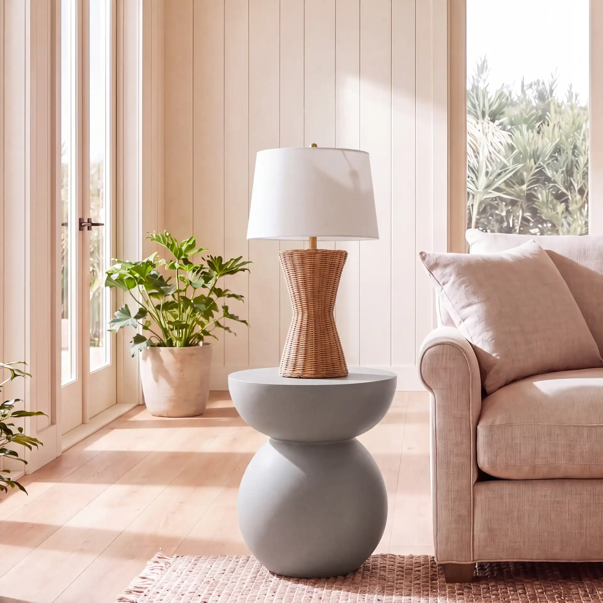 Ailani Accent Table in Gray in a styled room