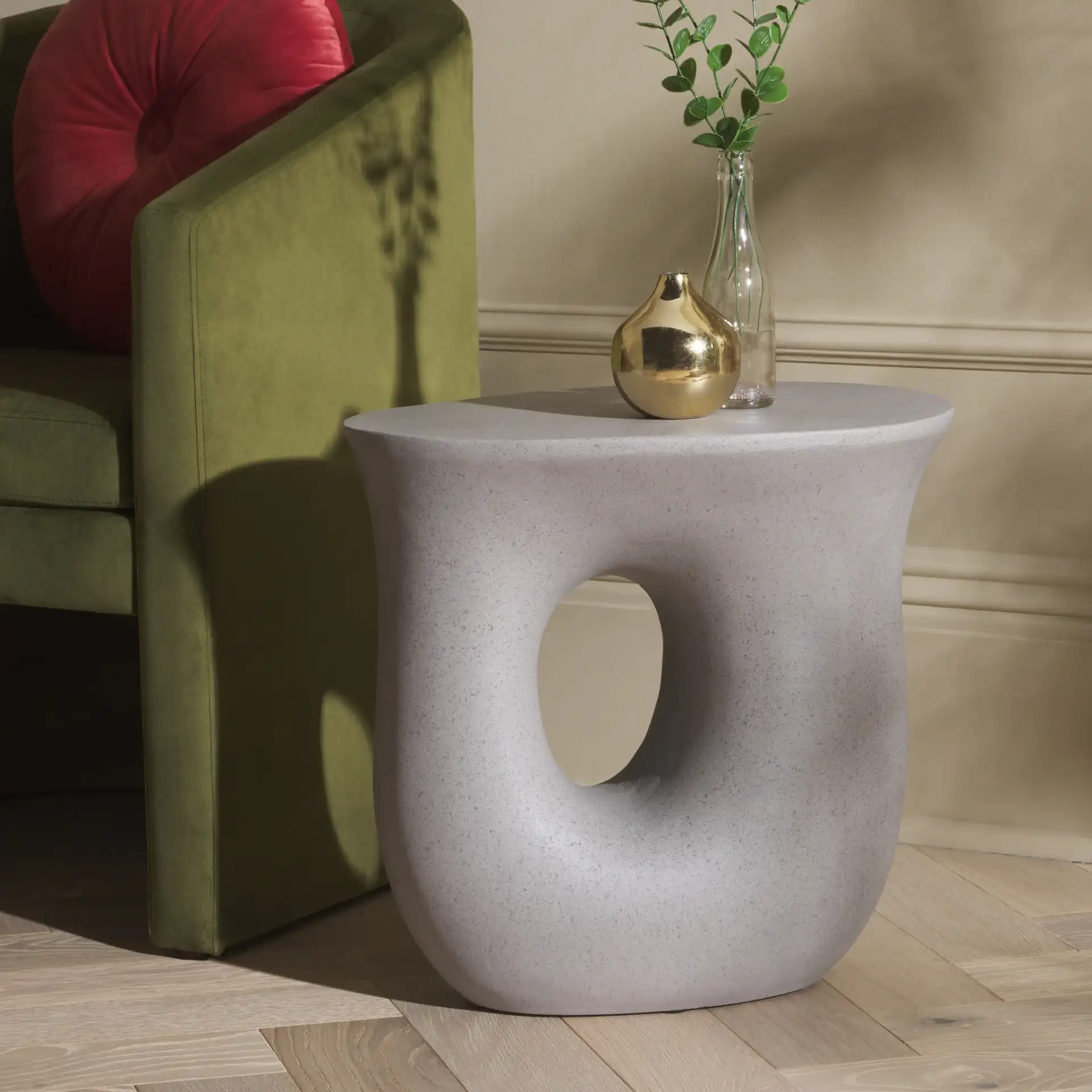 Irelyn Accent Table in Gray in a styled room