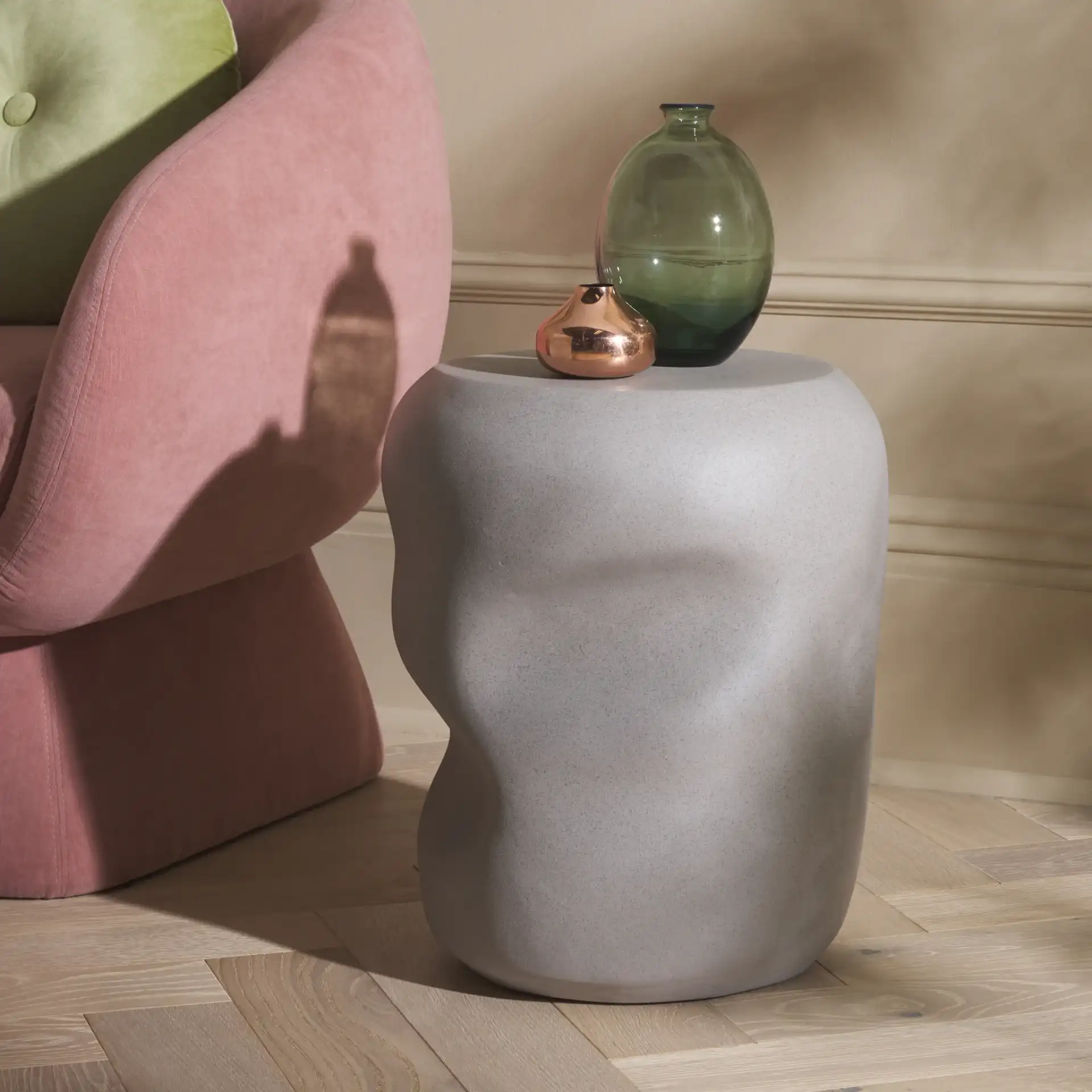 Carrick Accent Table in Gray in a styled room