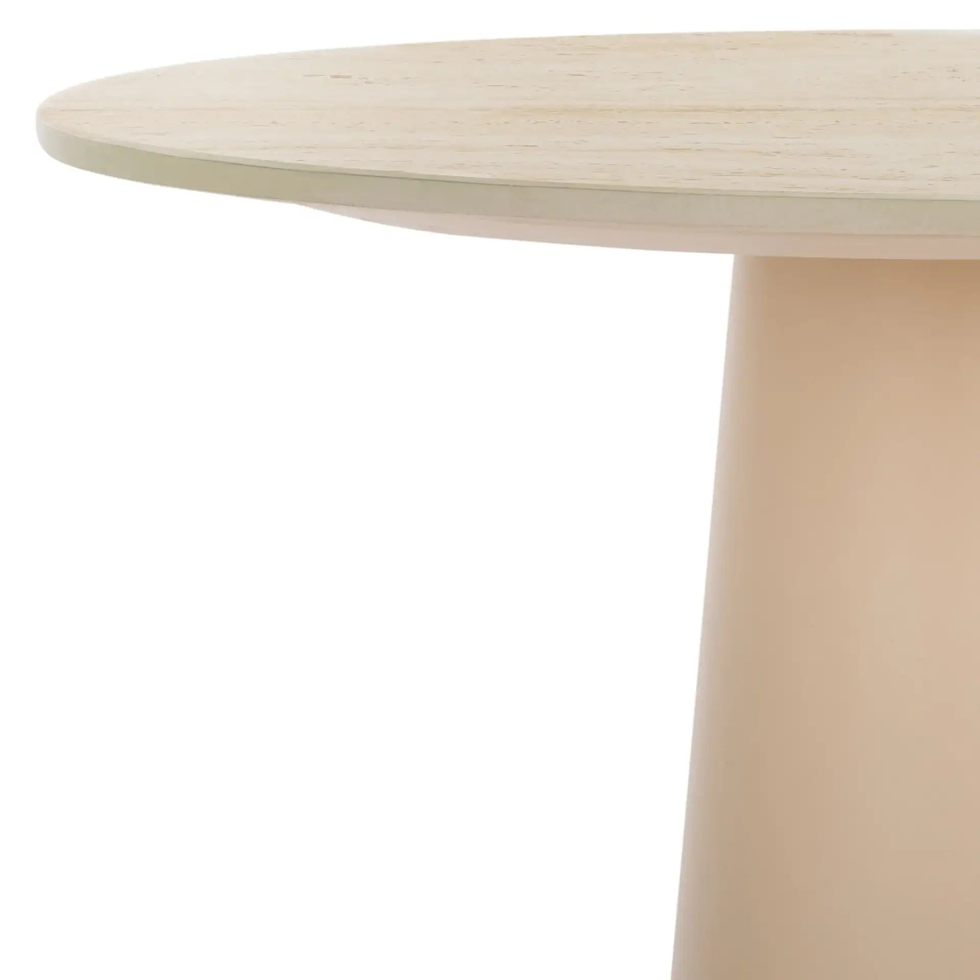 Nurem Short Ceramic Side Table in Beige Ceramic / Beige in a styled room