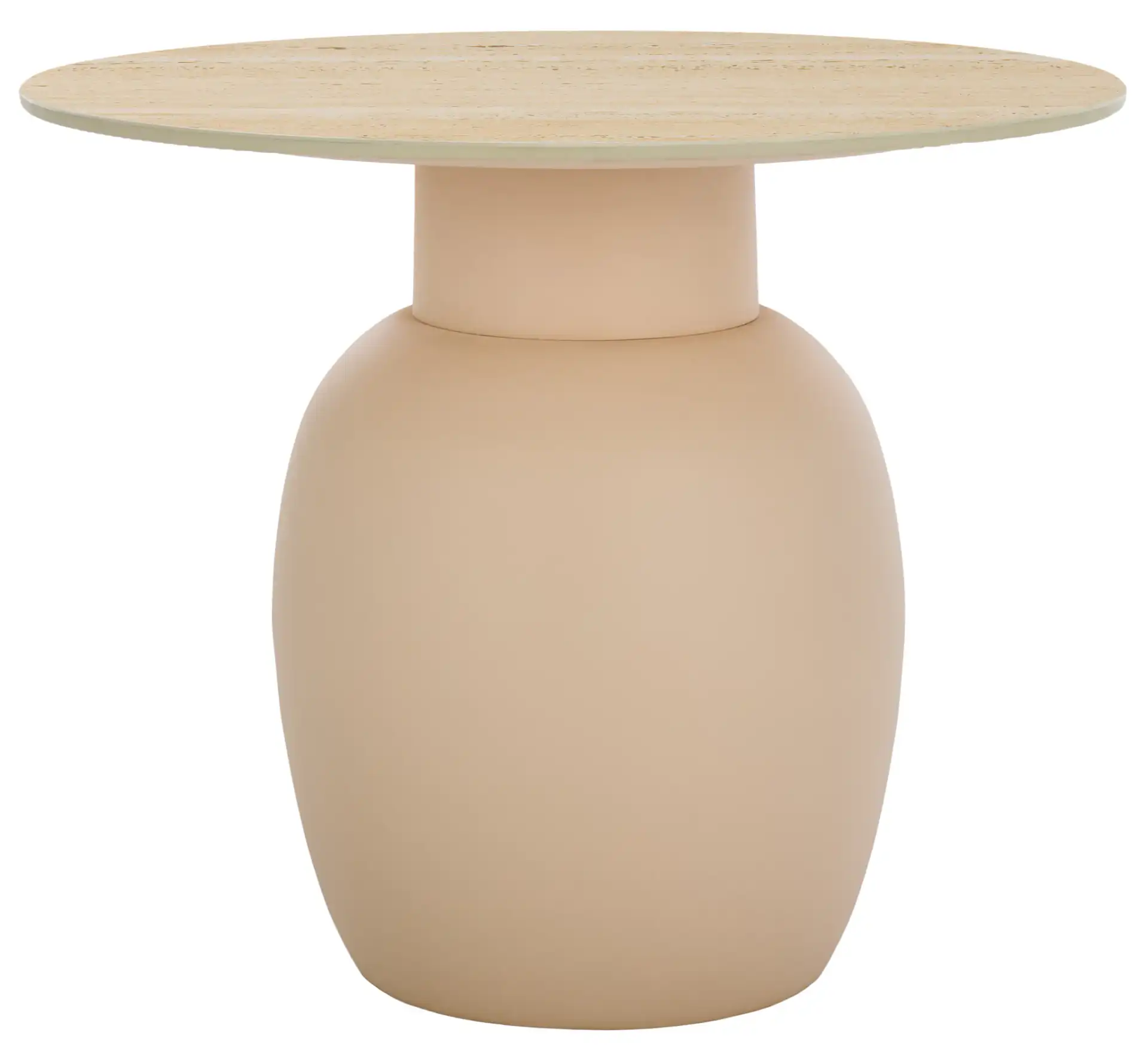Kielh Short Ceramic Side Table in Beige Ceramic / Beige