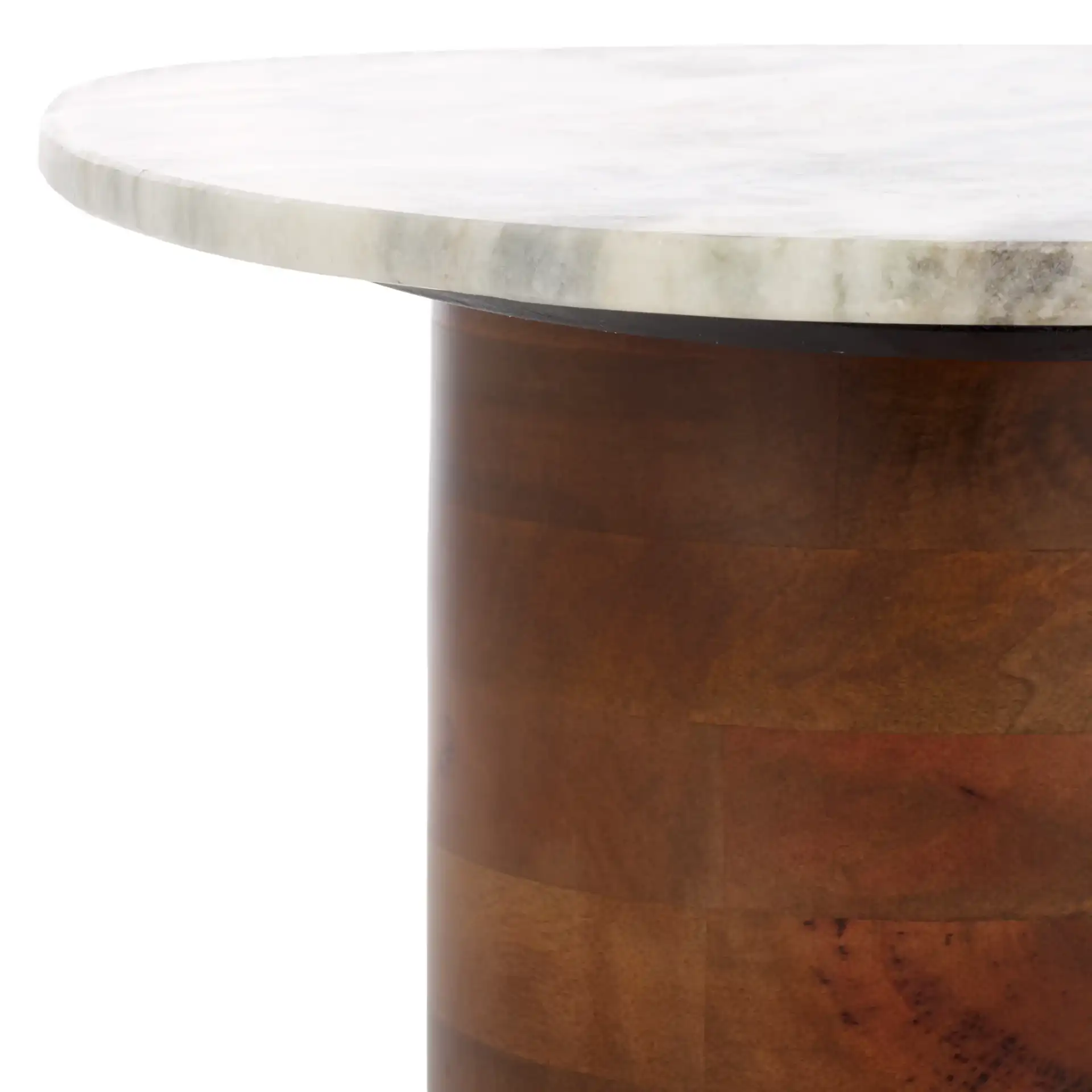 Mono Large Marble Side Table in Off-White Marble / Walnut in a styled room