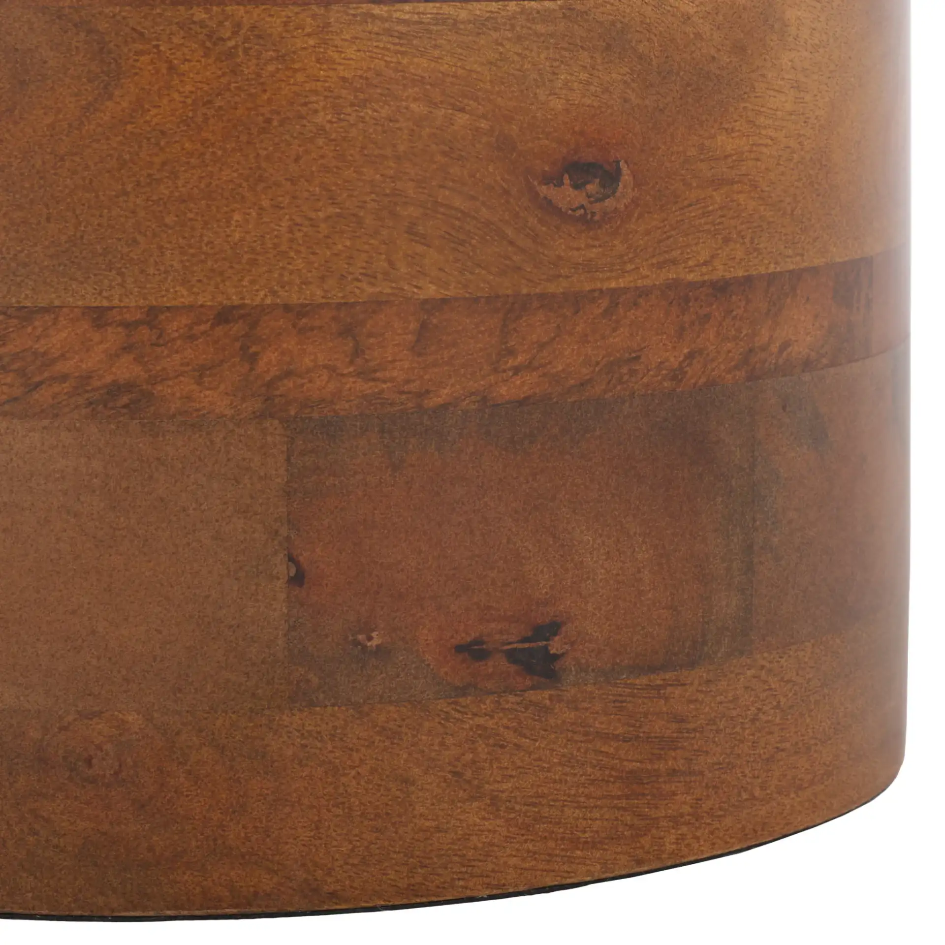 Mono Large Marble Side Table in Off-White Marble / Walnut, detail view