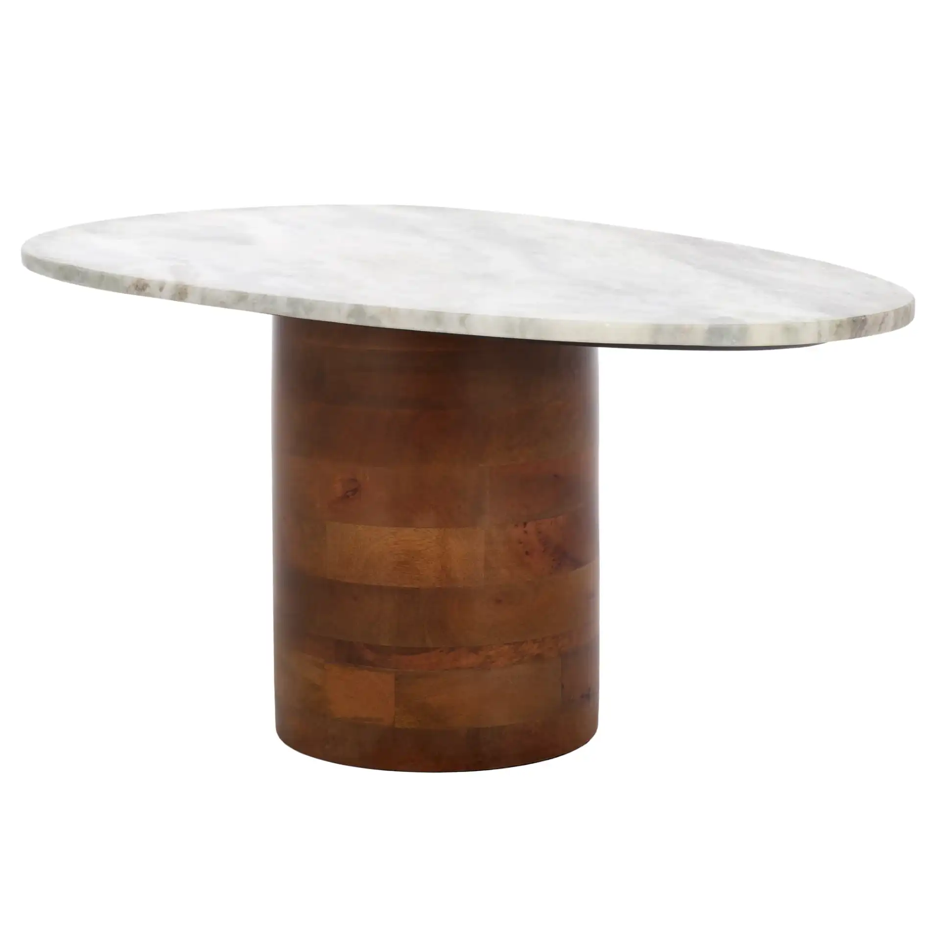 Mono Large Marble Side Table in Off-White Marble / Walnut, detail view