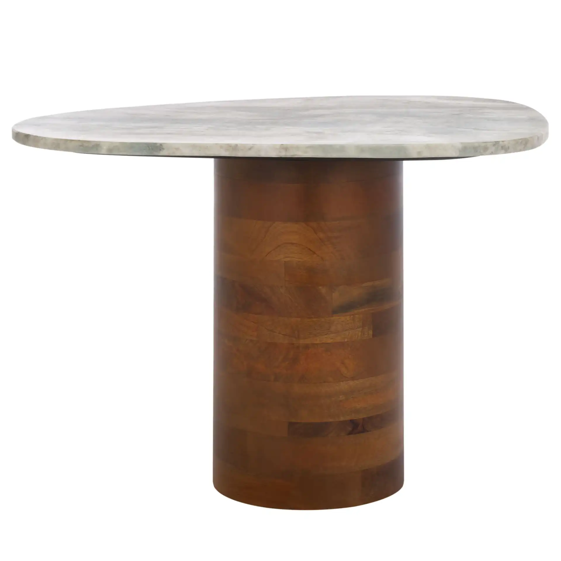 Mono Medium Marble Side Table in Off-White Marble / Walnut, detail view